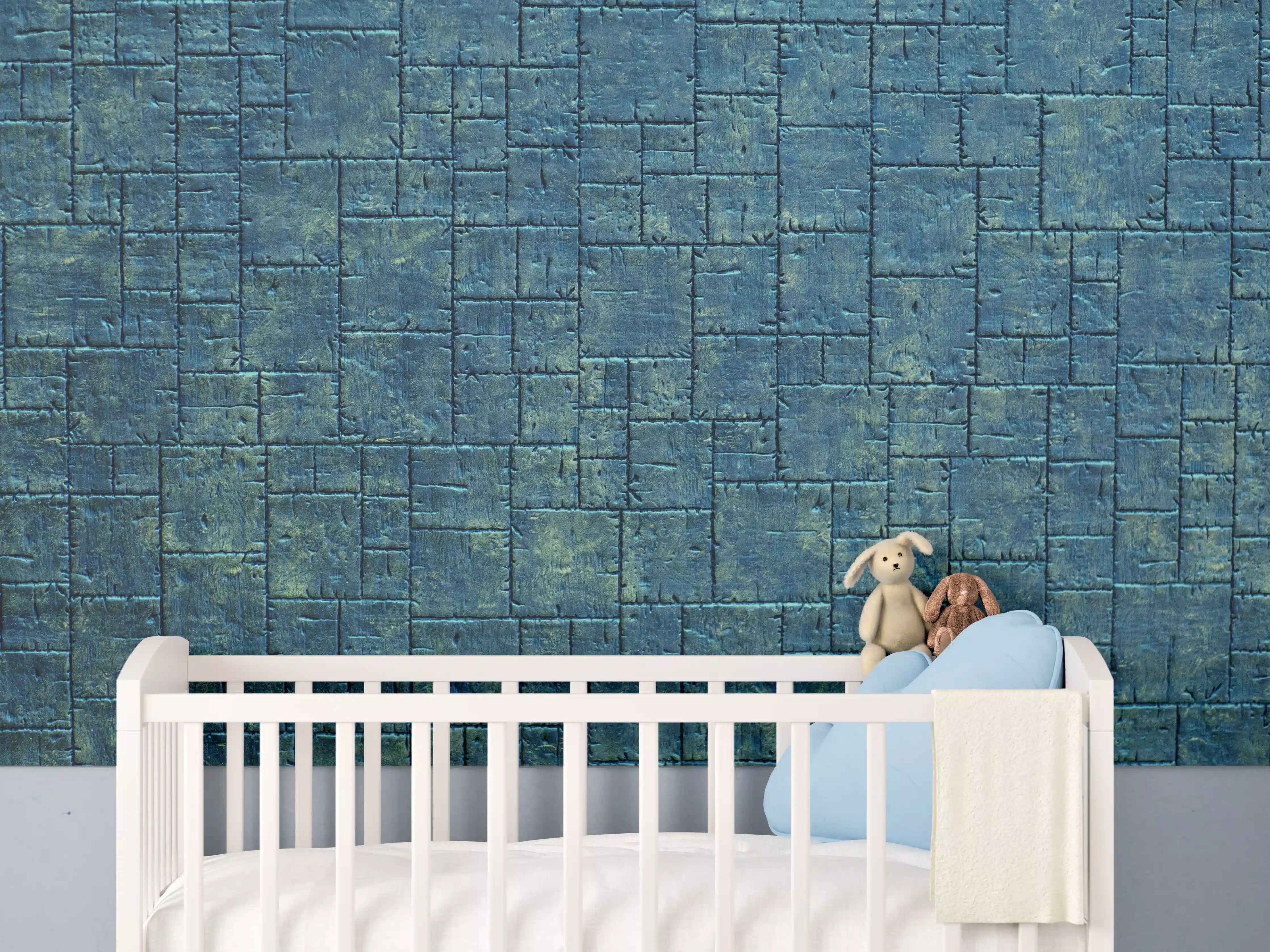 Babyzimmer Wandgestaltung - Glänzende Fliese in gelblichem Schimmer