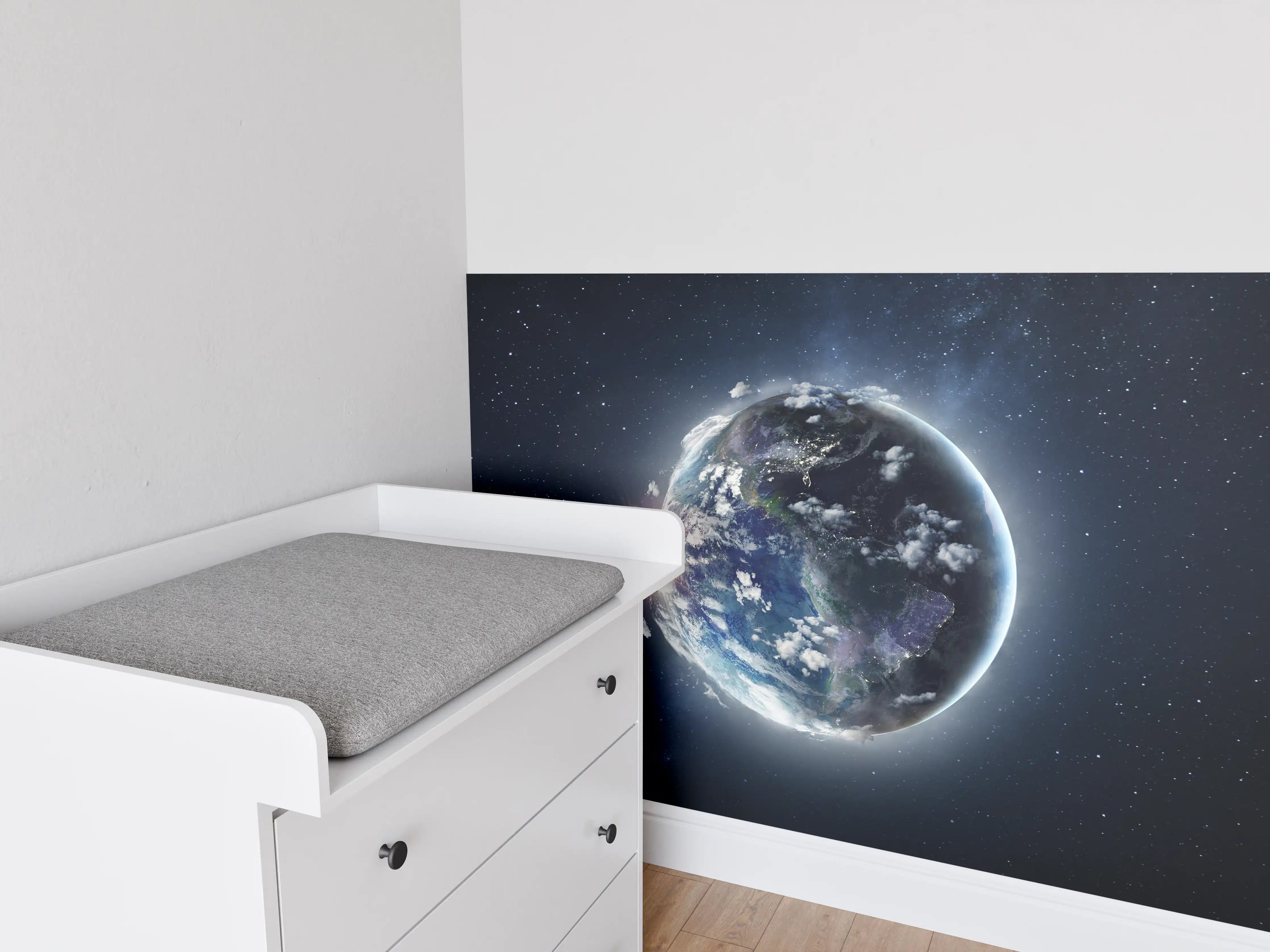 Babyzimmer Wandgestaltung - Globus Ansicht aus dem Weltall
