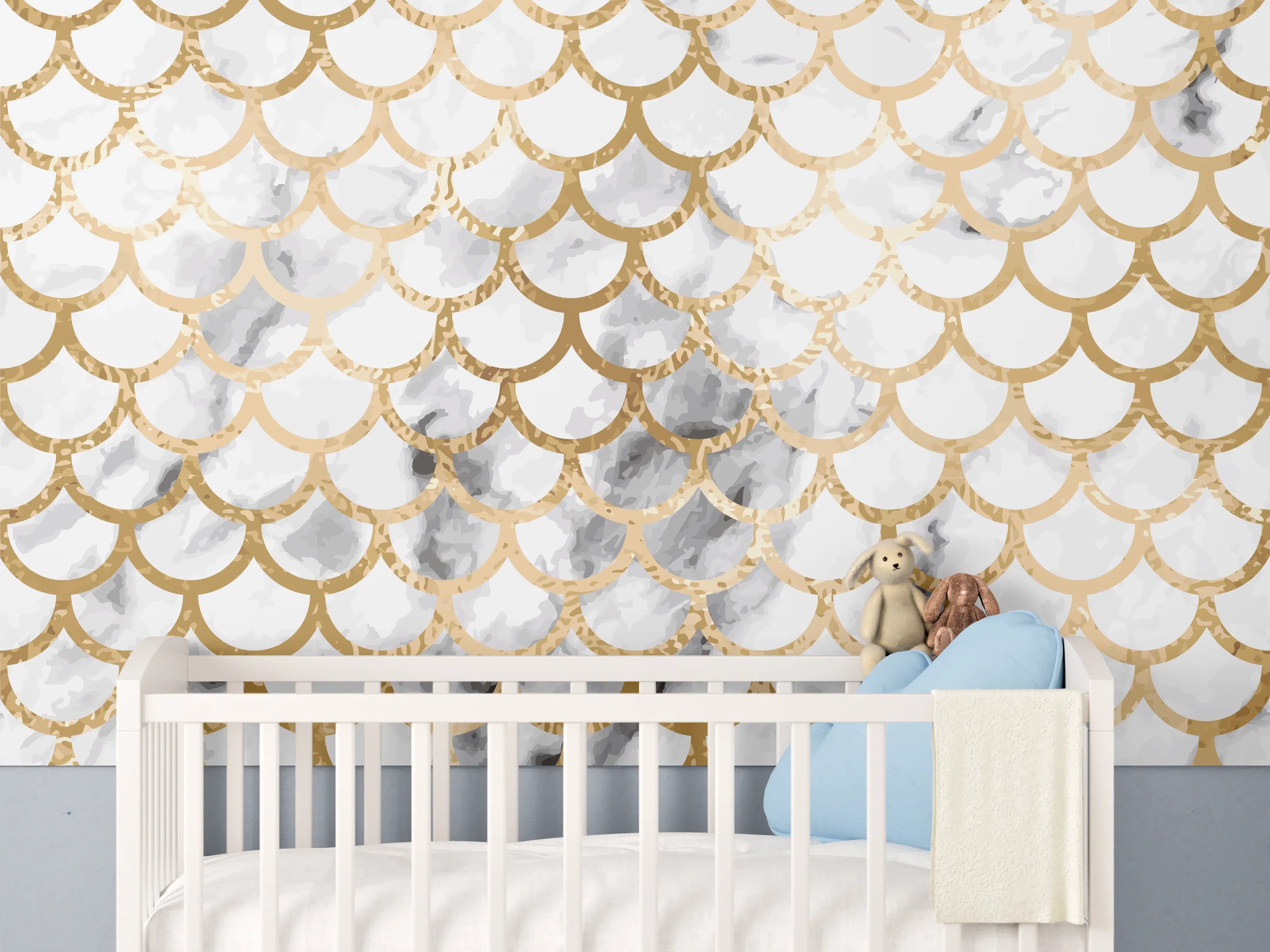 Babyzimmer Wandgestaltung - Gold Marmor Skala Muster
