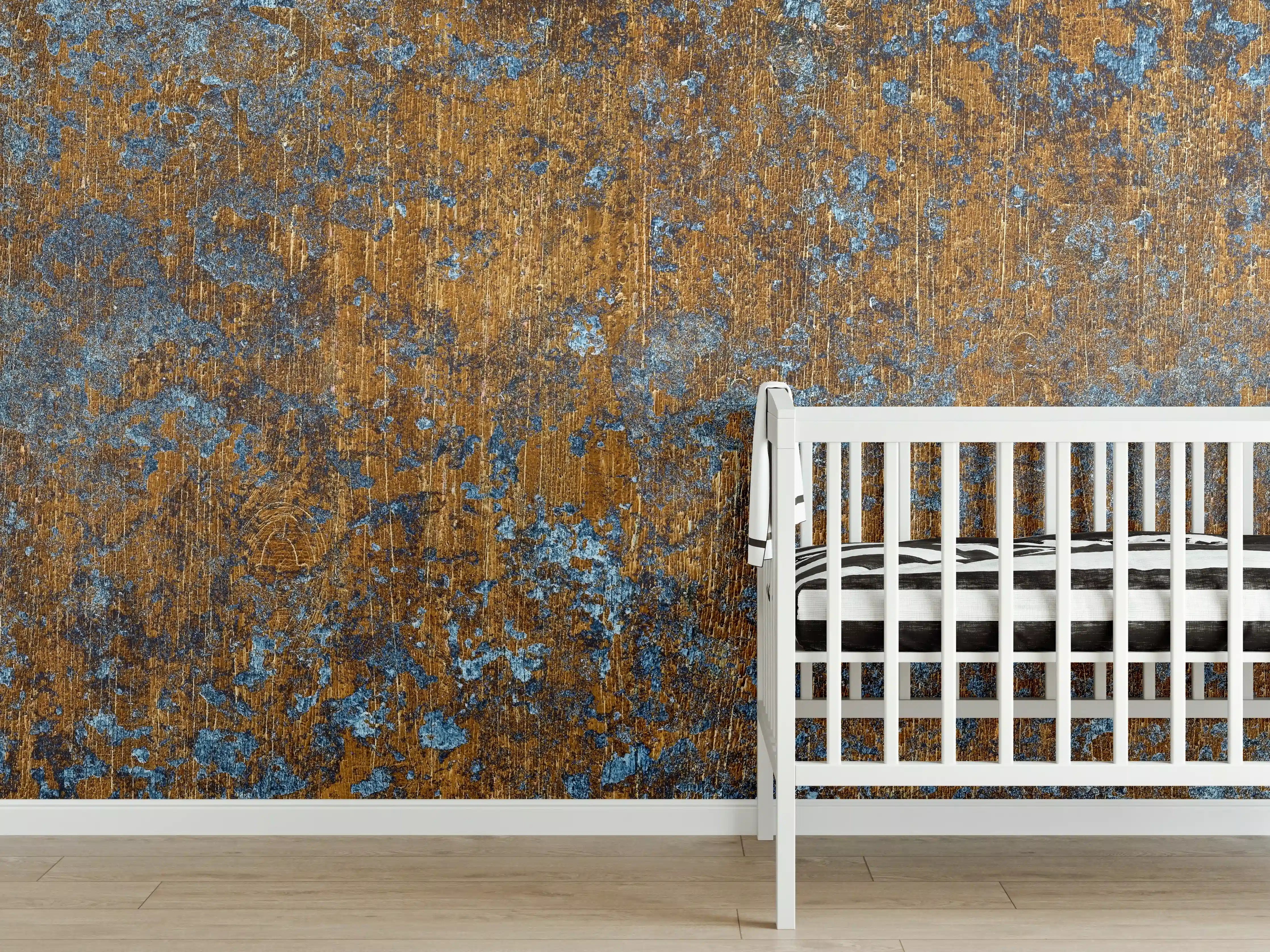 Babyzimmer Wandgestaltung - Gold-blaue alte Metalltextur