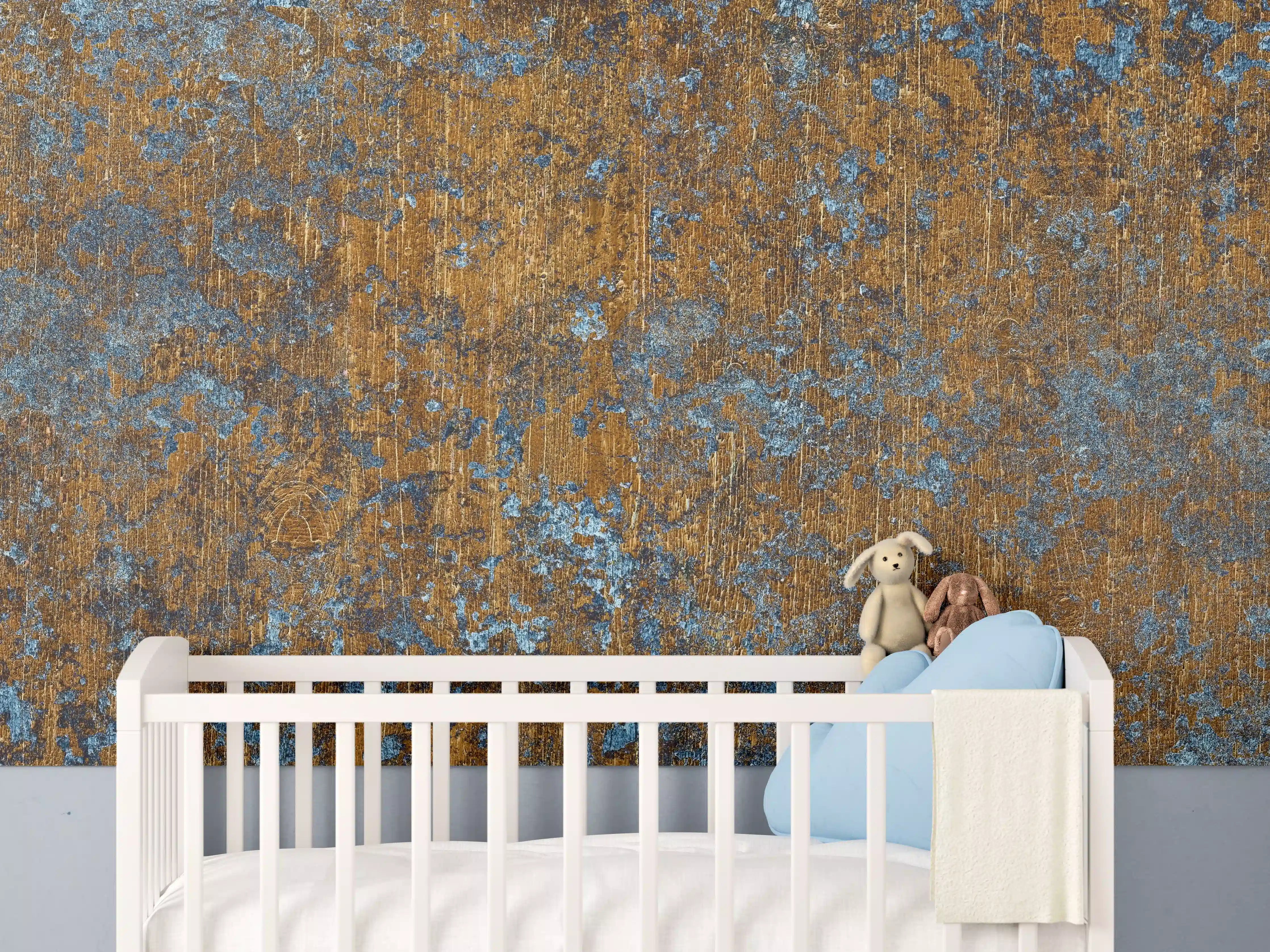 Babyzimmer Wandgestaltung - Gold-blaue alte Metalltextur