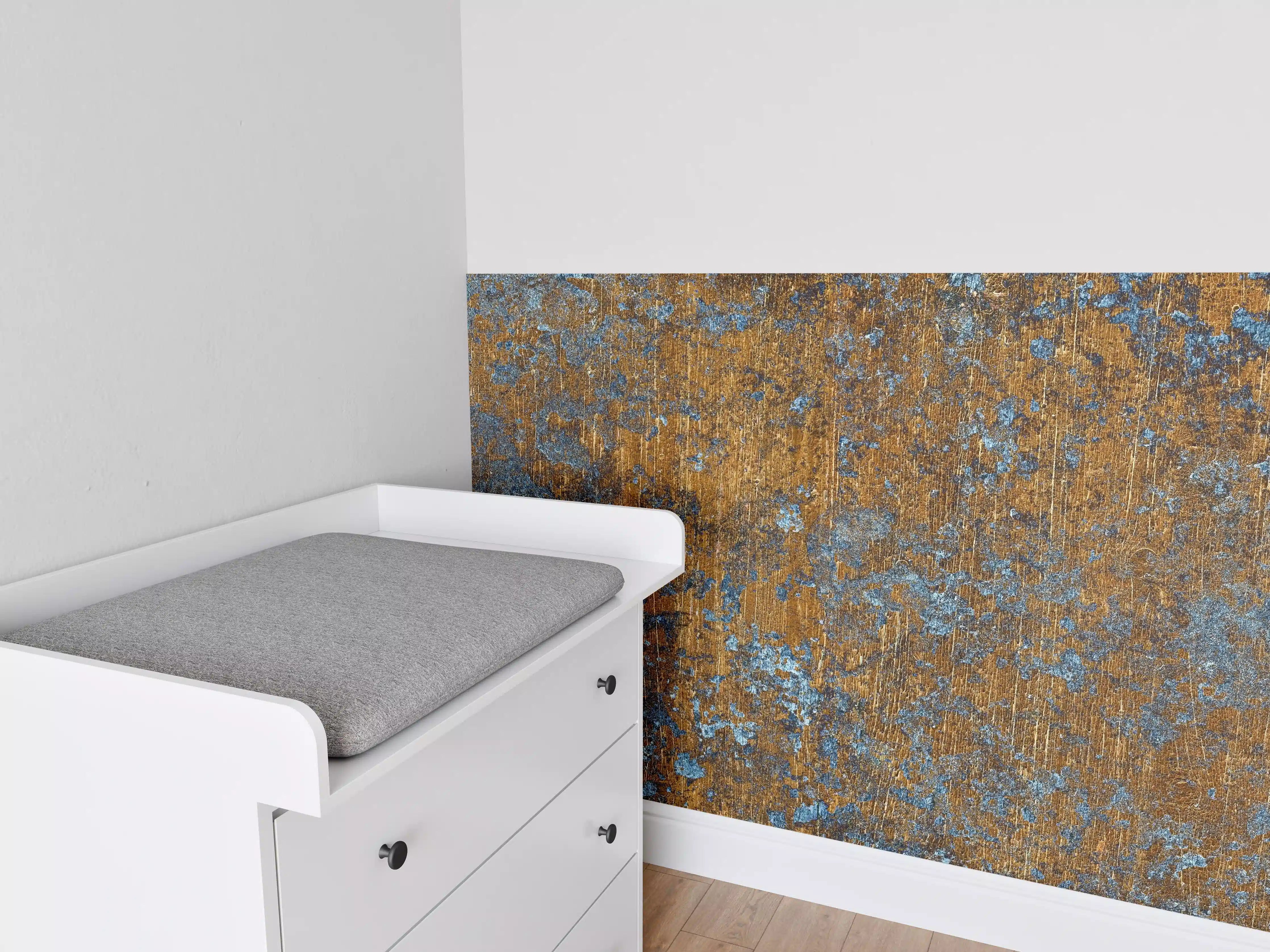 Babyzimmer Wandgestaltung - Gold-blaue alte Metalltextur
