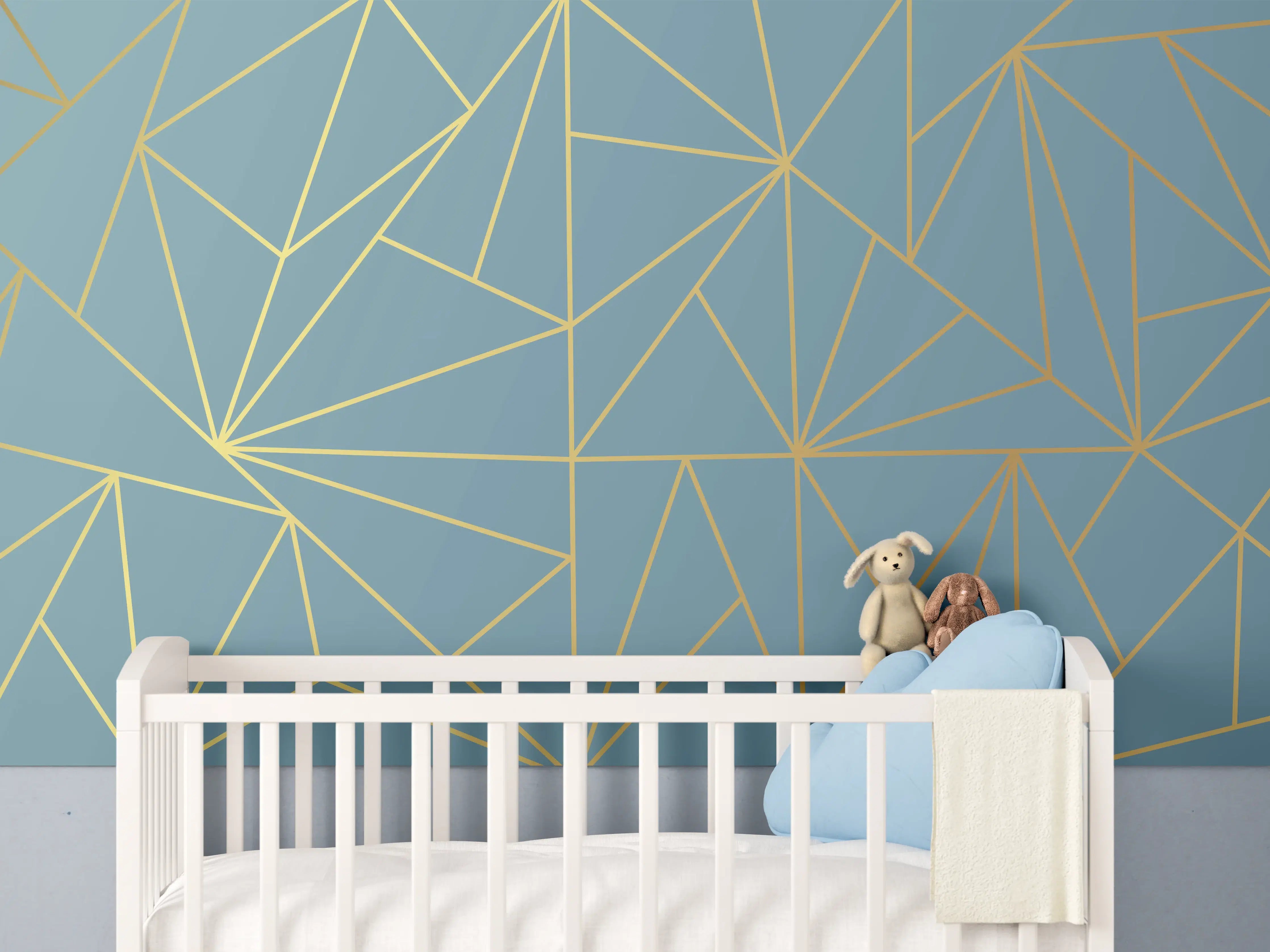 Babyzimmer Wandgestaltung - GoldLine Geometrische Kunst