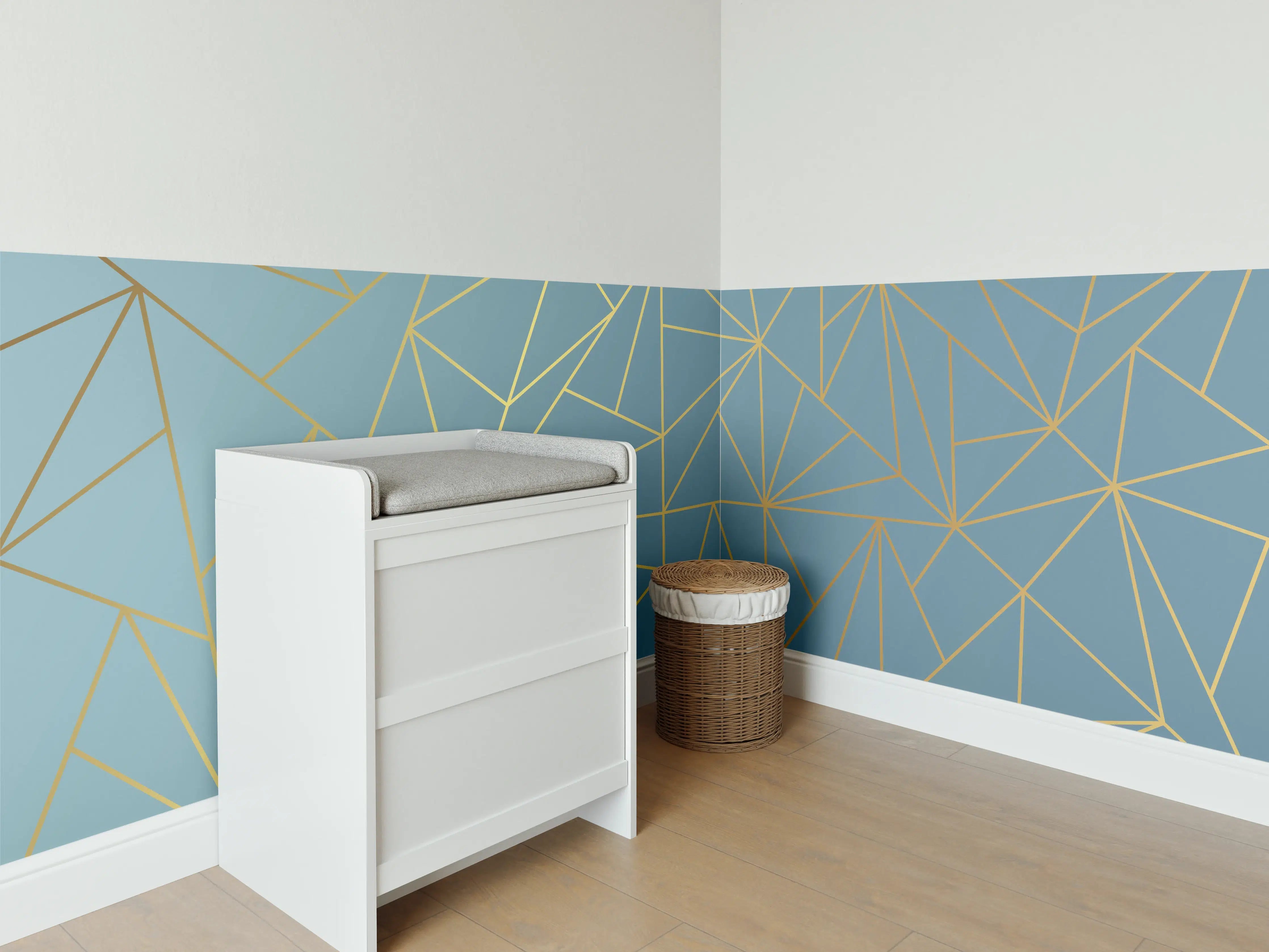 Babyzimmer Wandgestaltung - GoldLine Geometrische Kunst