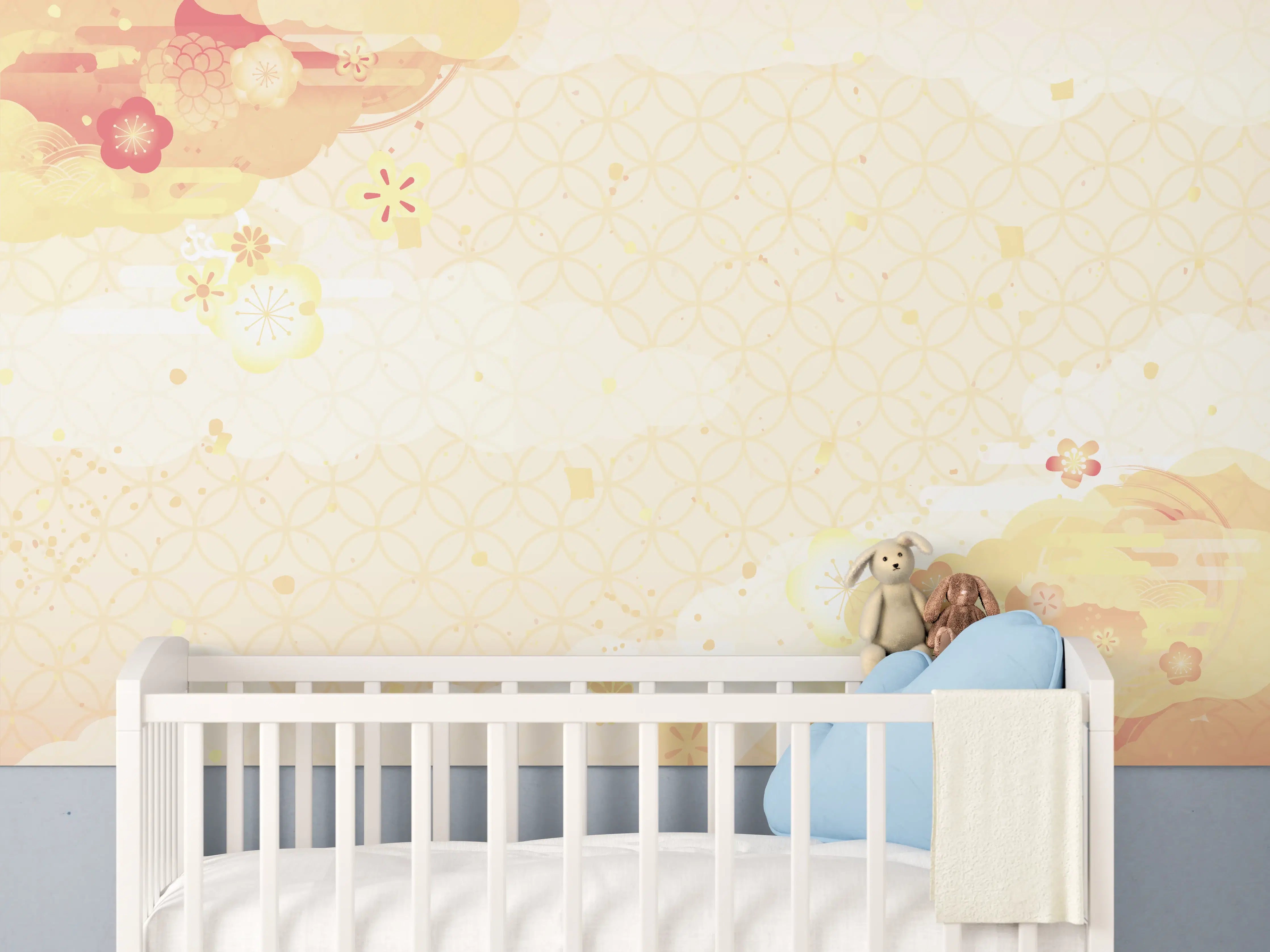 Babyzimmer Wandgestaltung - Goldbeige Abstrakte Musterkunst