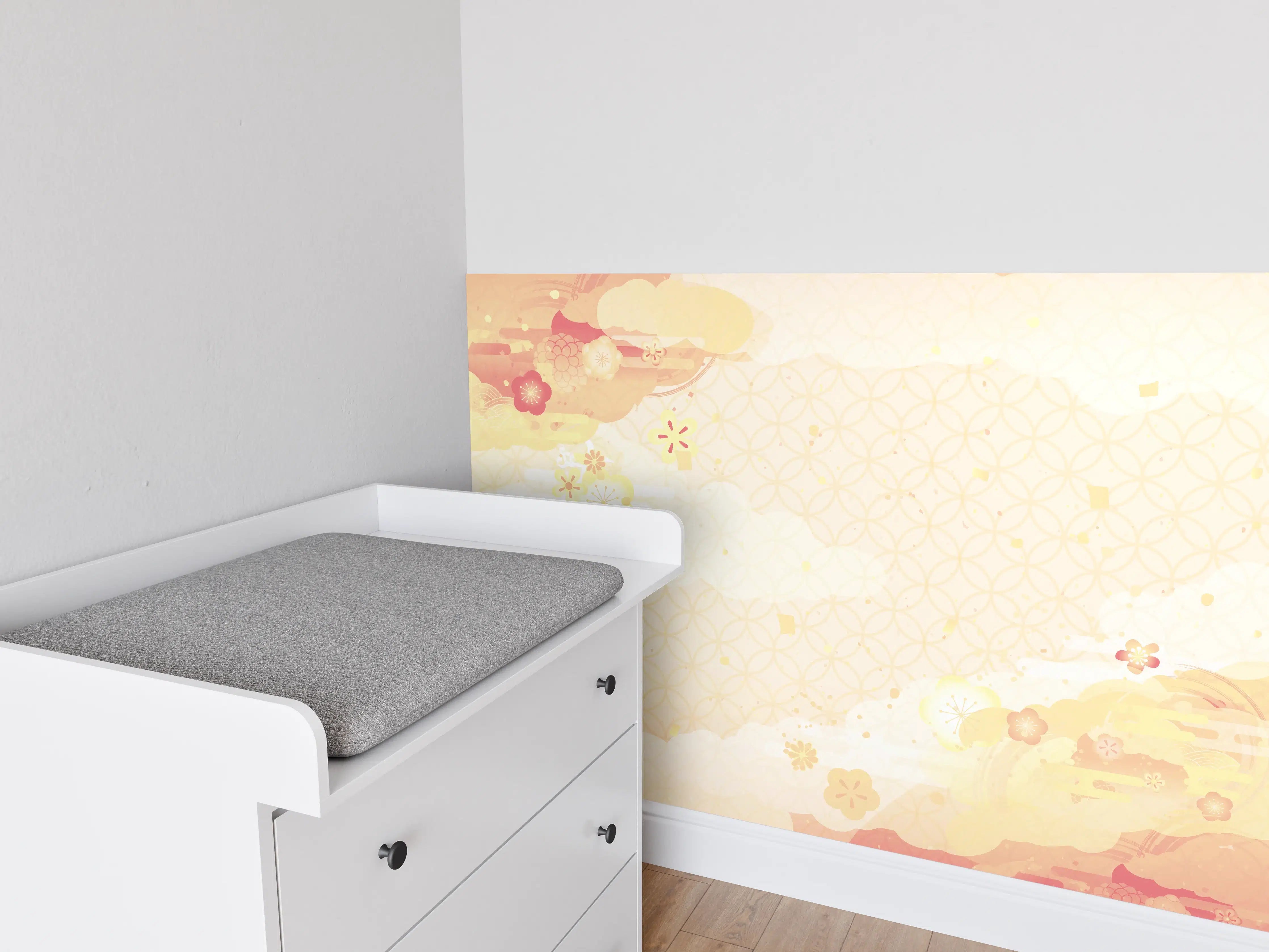 Babyzimmer Wandgestaltung - Goldbeige Abstrakte Musterkunst