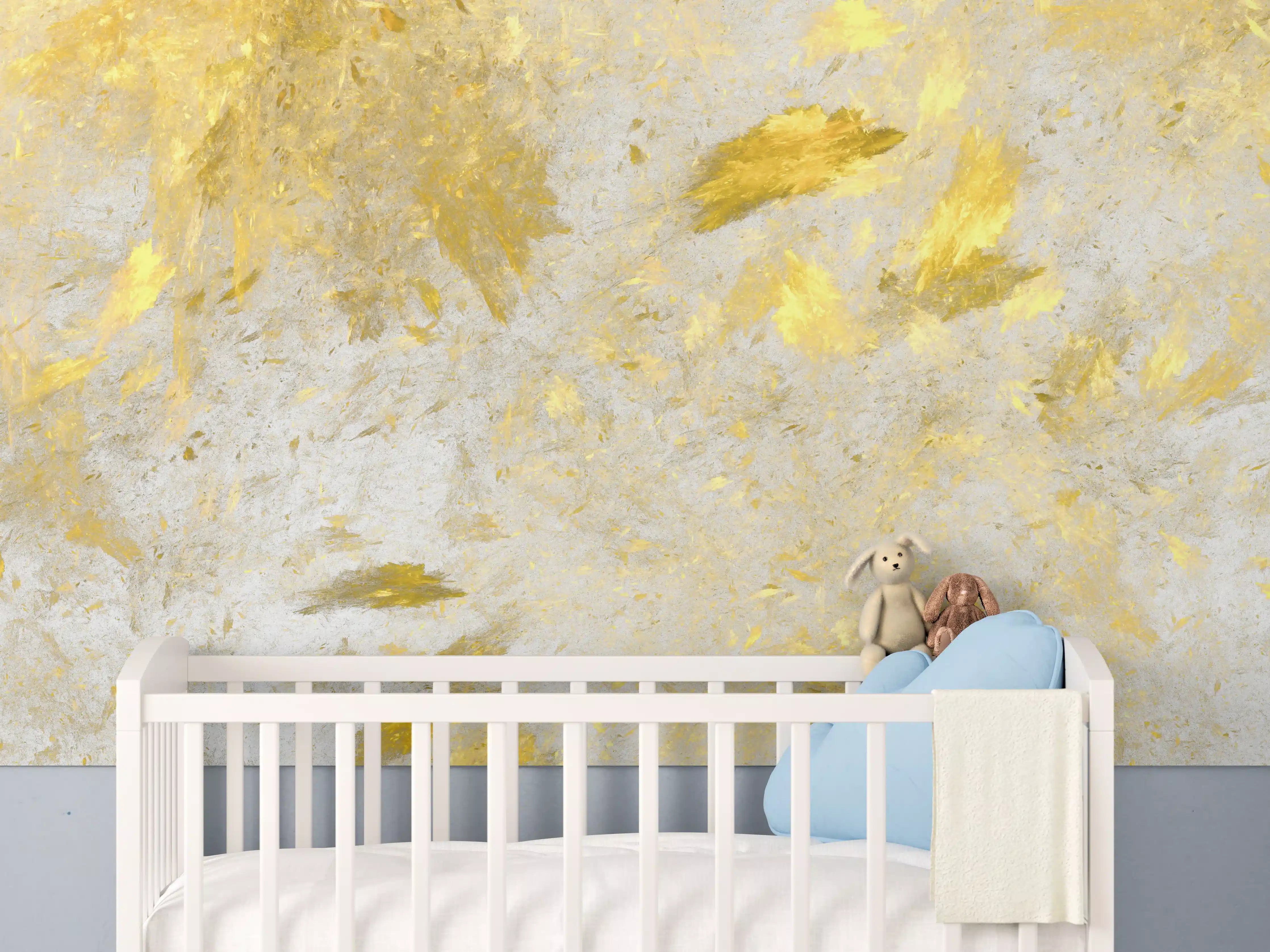 Babyzimmer Wandgestaltung - Goldene Akzente auf hellem Hintergrund