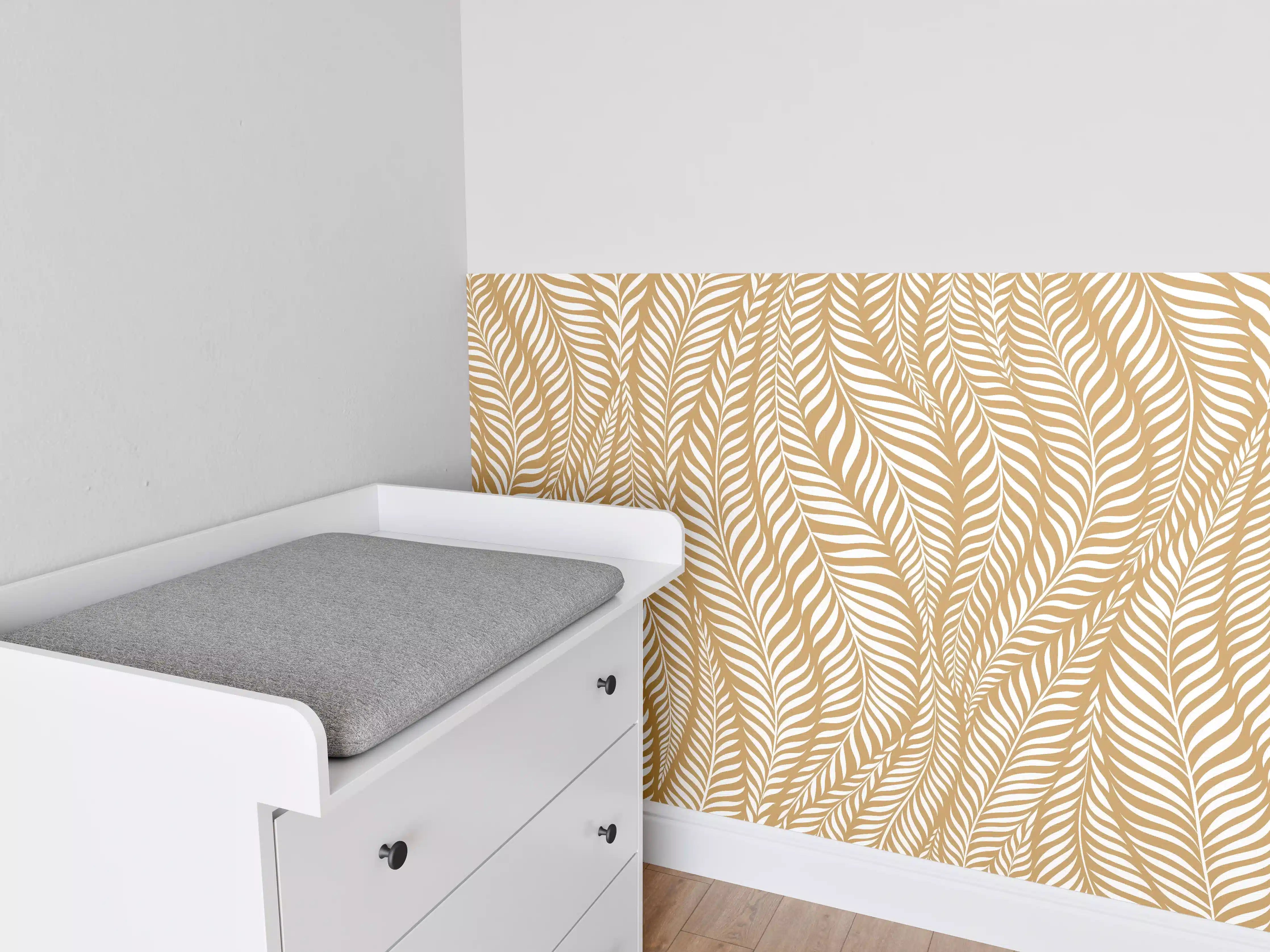 Babyzimmer Wandgestaltung - Goldene Blätter-Muster