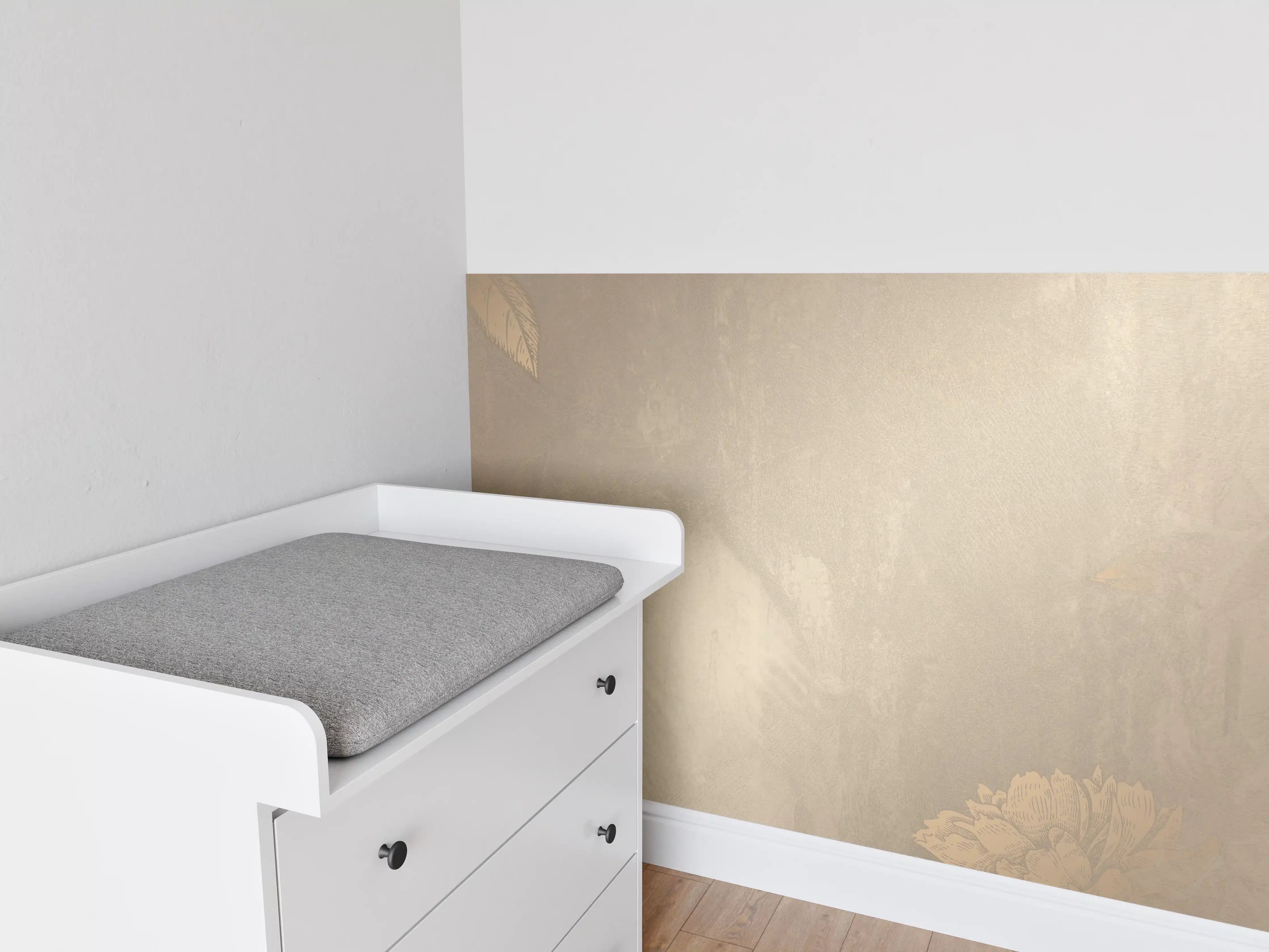 Babyzimmer Wandgestaltung - Goldene Blumenmuster-Wandgestaltung