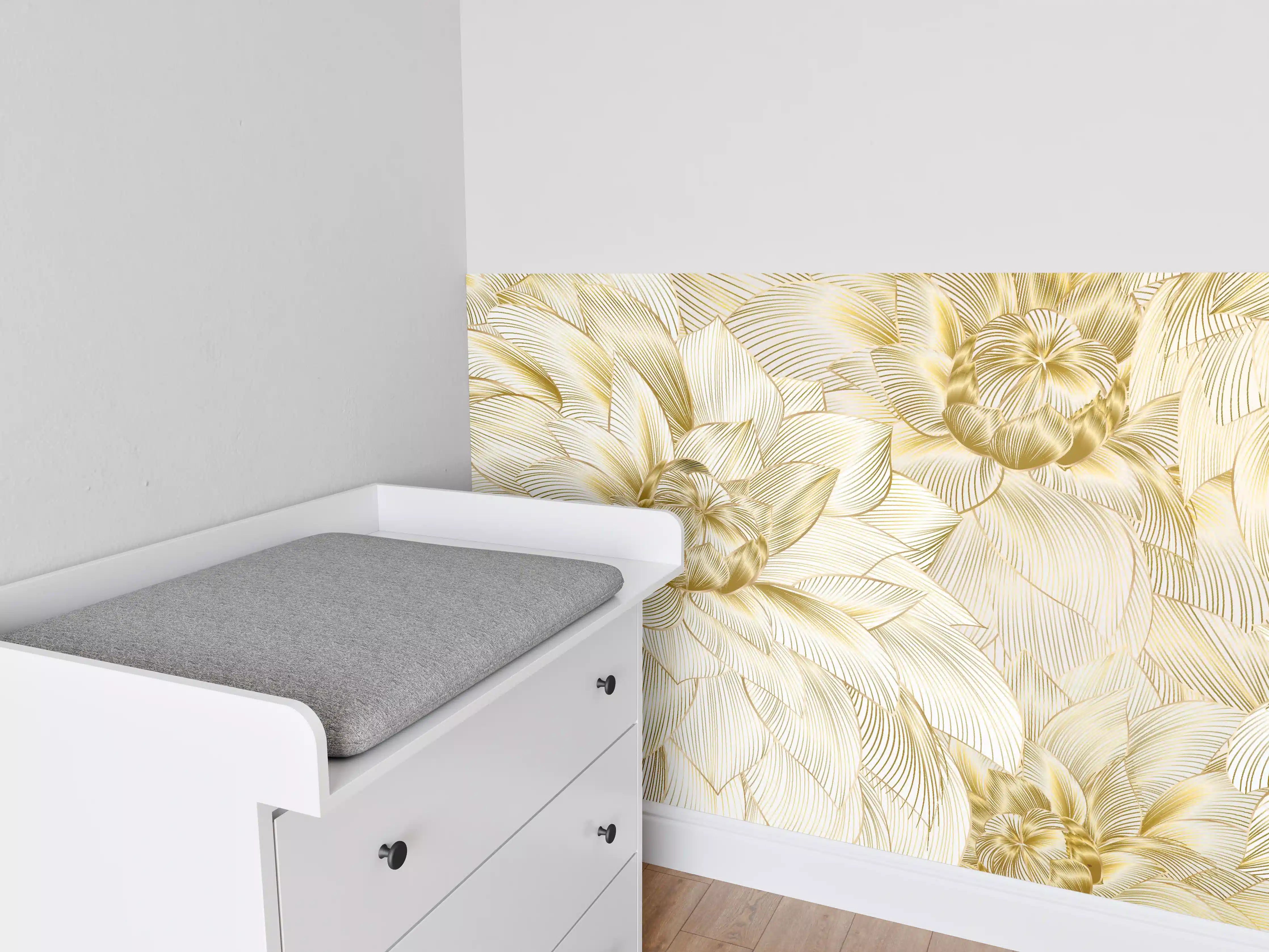 Babyzimmer Wandgestaltung - Goldene Blumenstruktur Design