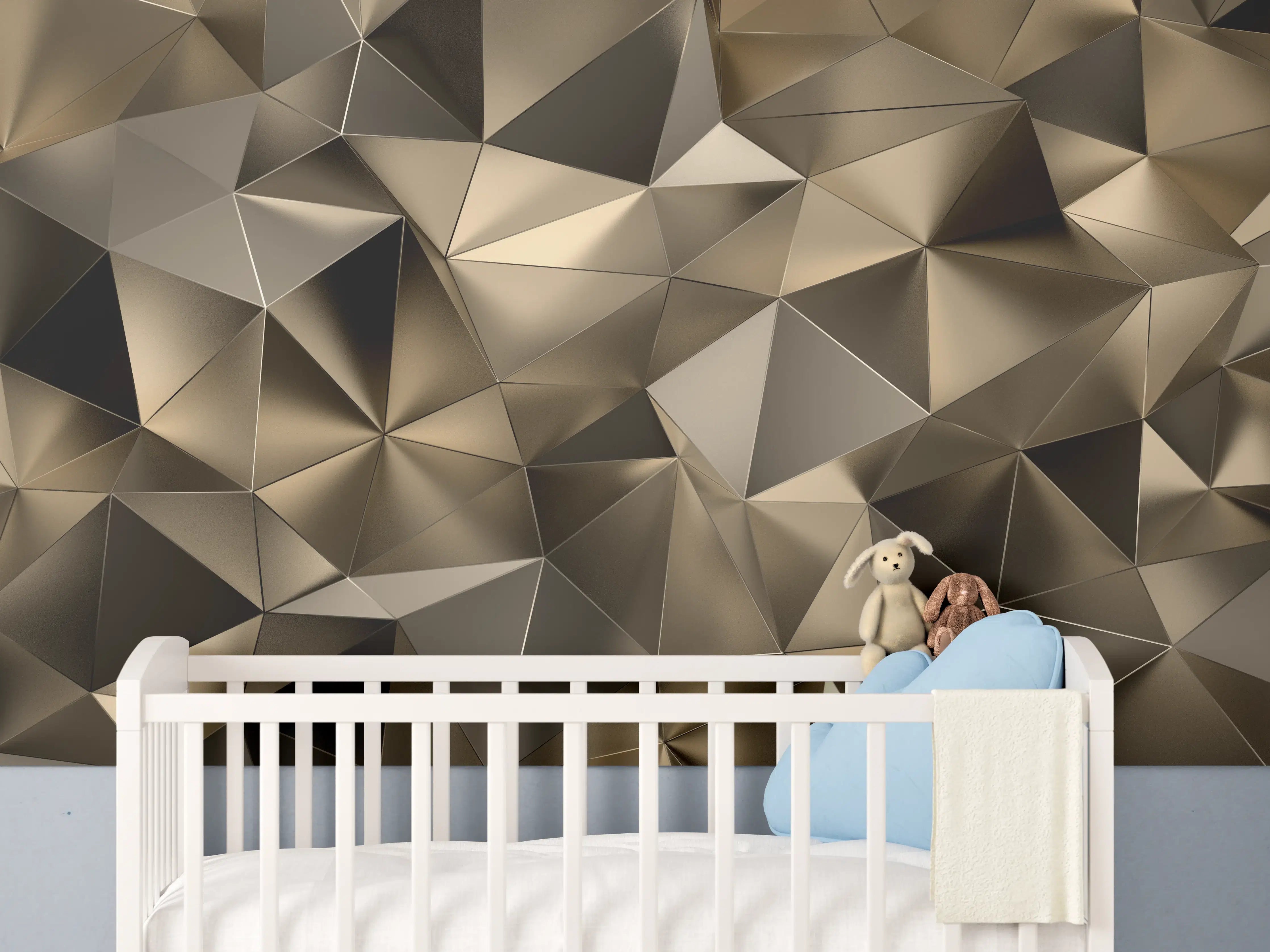 Babyzimmer Wandgestaltung - Goldene Dreieck Kristallstruktur