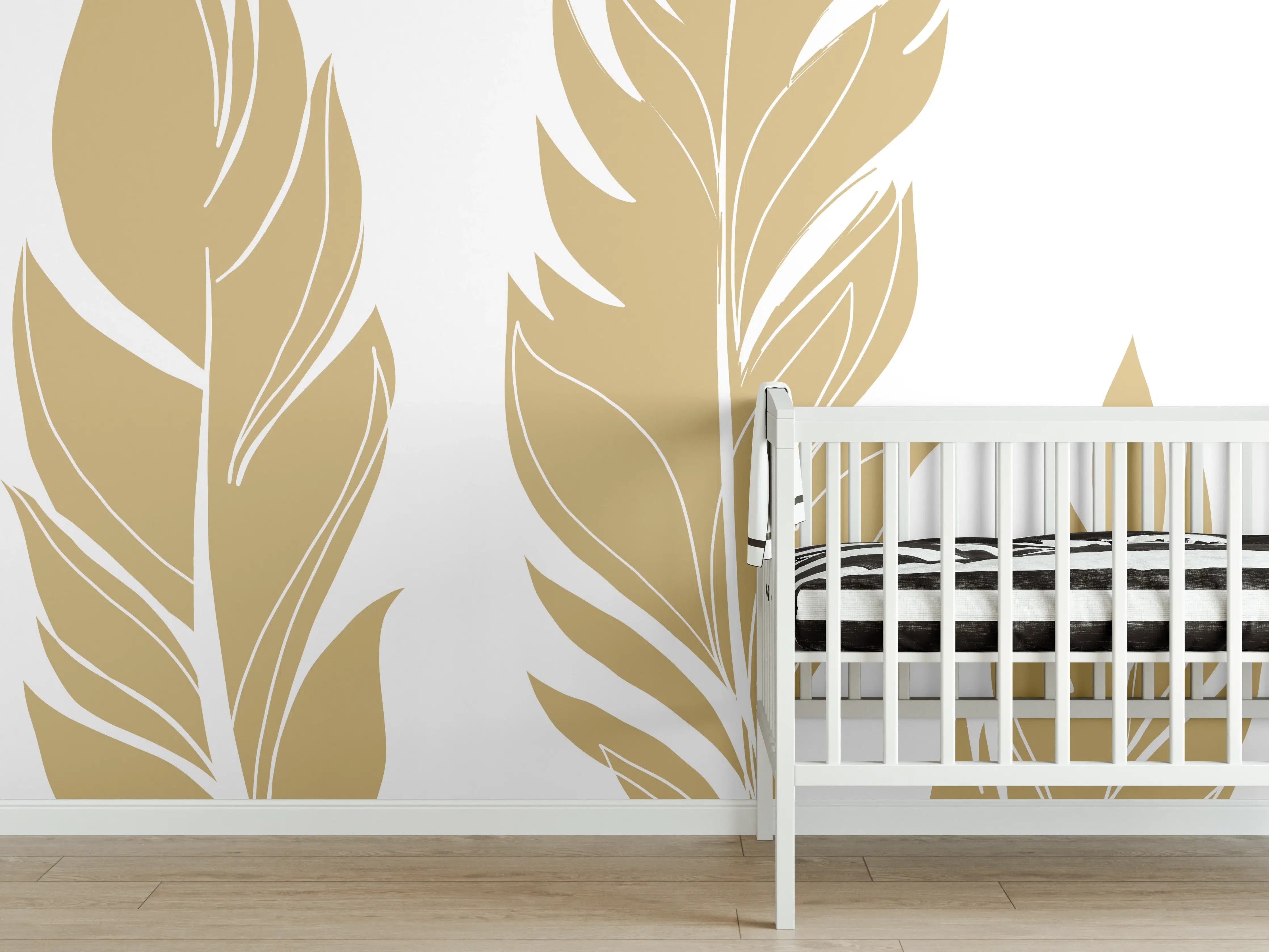 Babyzimmer Wandgestaltung - Goldene Feder Illustration