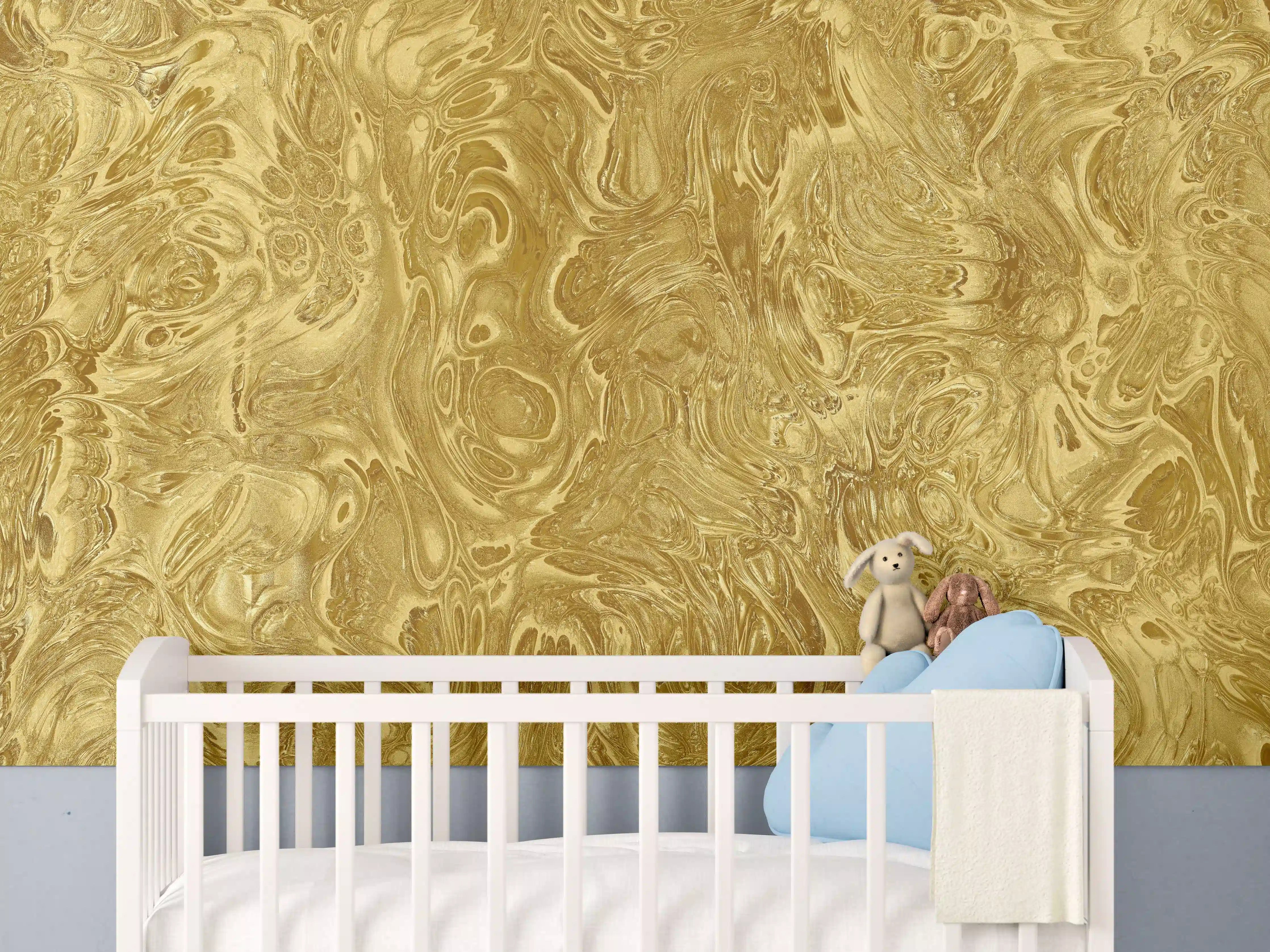 Babyzimmer Wandgestaltung - Goldene Flüssigkunst - Luxus