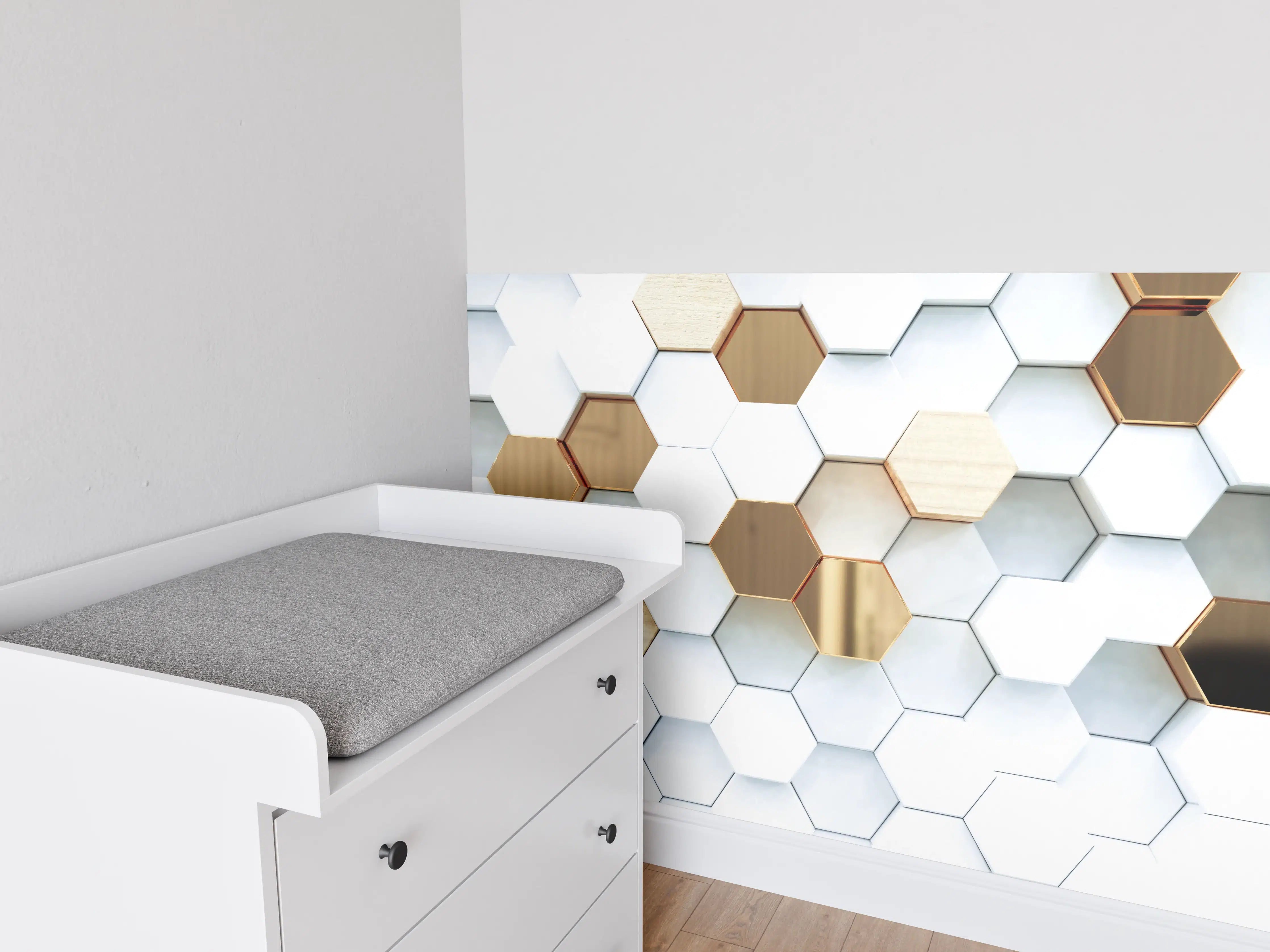 Babyzimmer Wandgestaltung - Goldene Hexagon Luxusstruktur