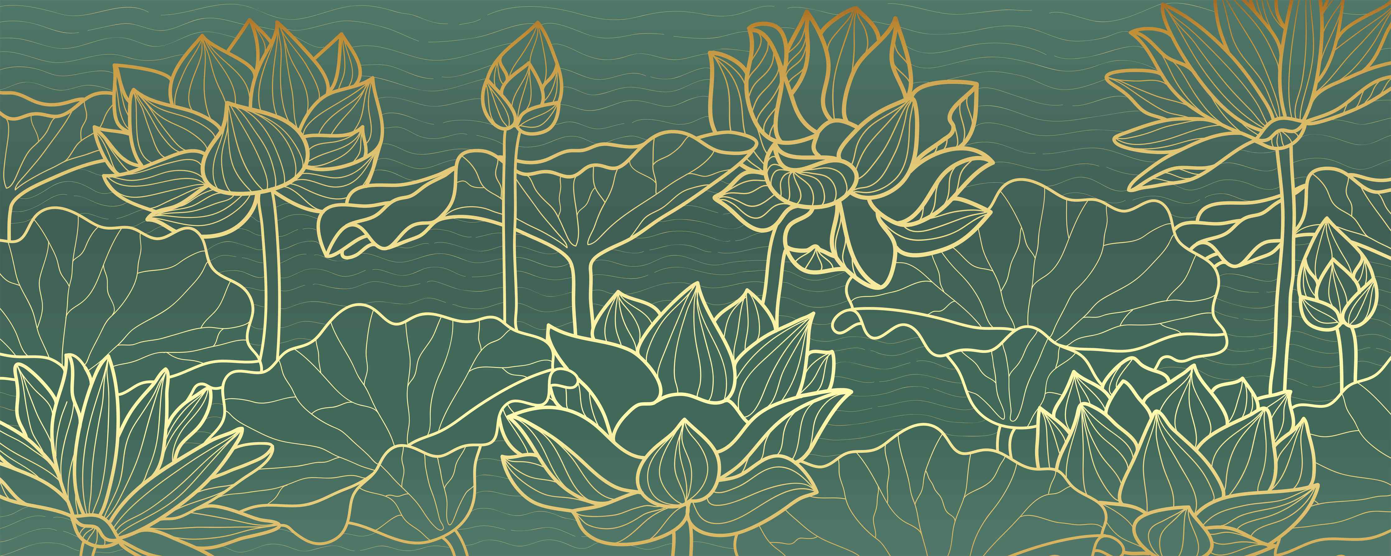 Babyzimmer Wandgestaltung-Goldene Lotusblumen Kunstwerk
