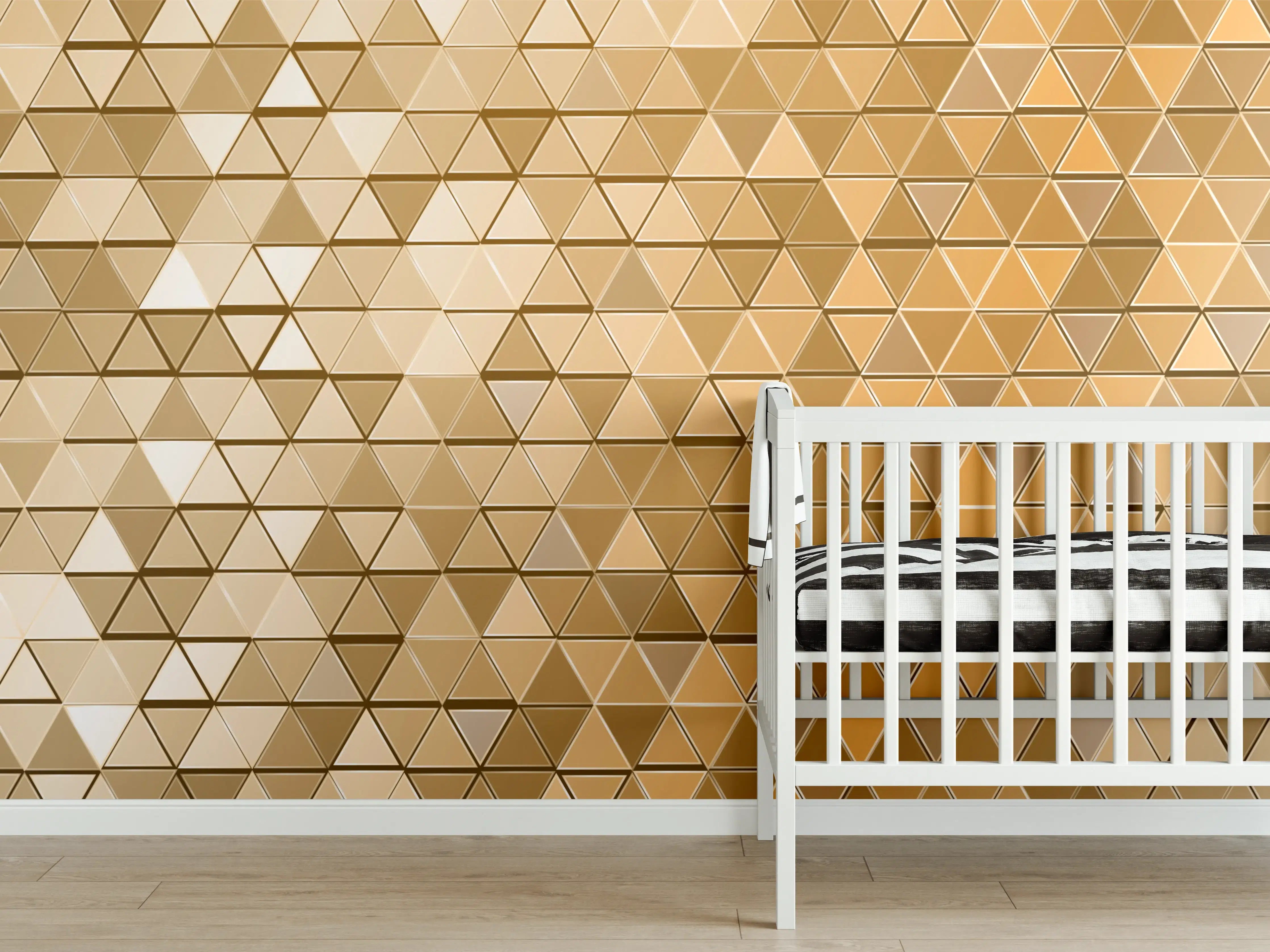 Babyzimmer Wandgestaltung - Goldene Metall-Mosaikstruktur