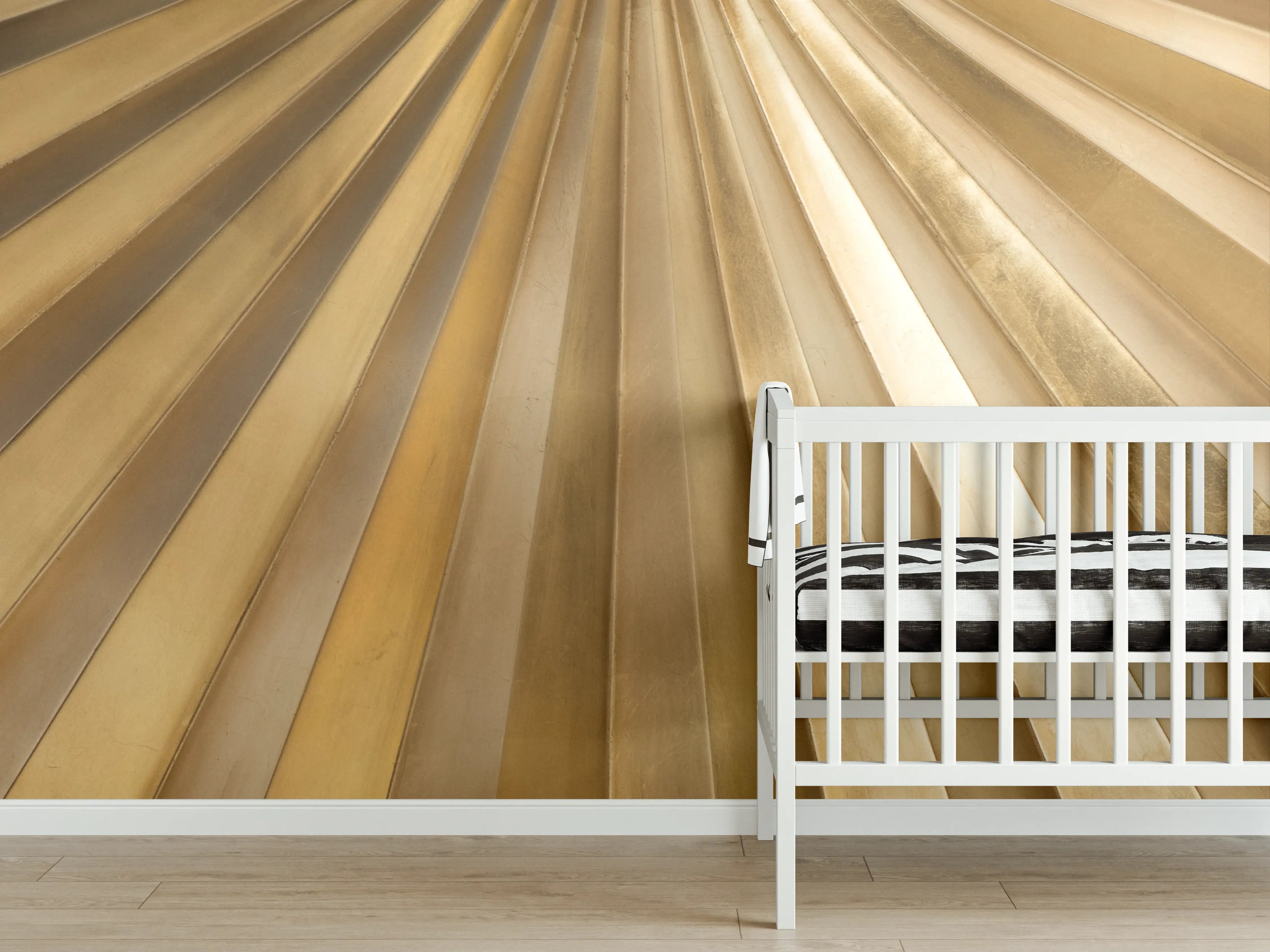 Babyzimmer Wandgestaltung - Goldene Metallstrukturen