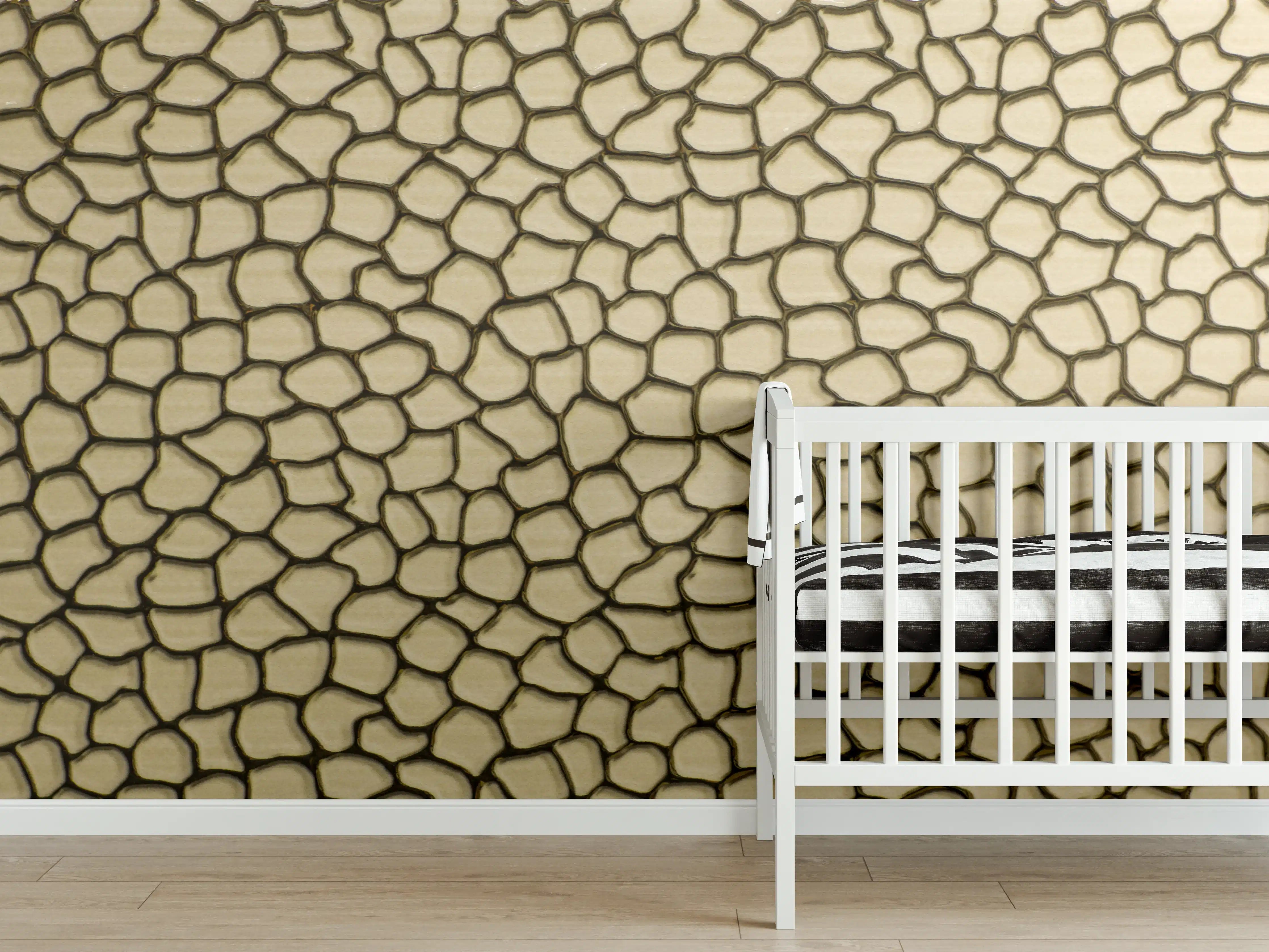 Babyzimmer Wandgestaltung - Goldene Risse Textur mit warmen Tönen