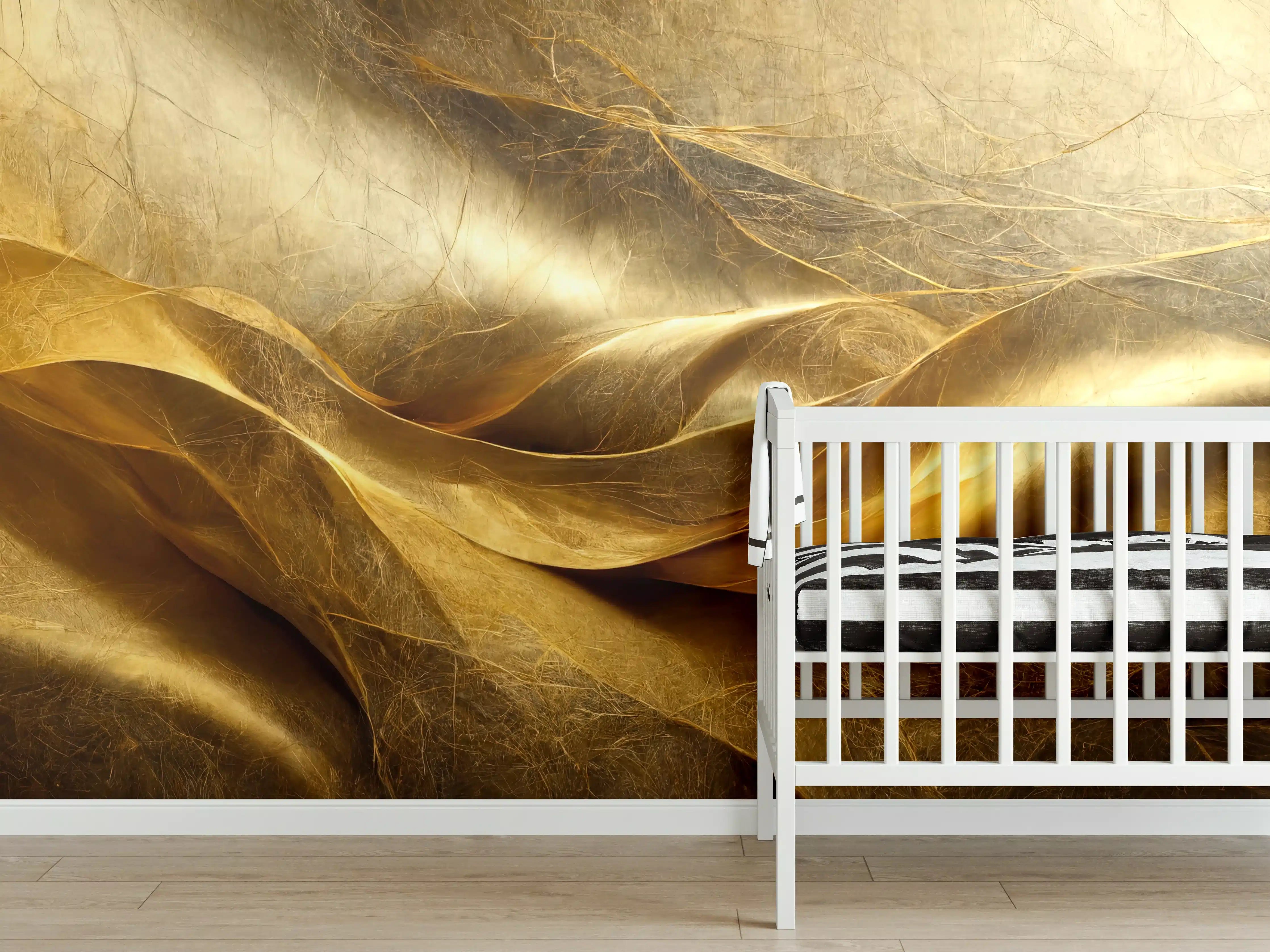 Babyzimmer Wandgestaltung - Goldene Seide mit Textur