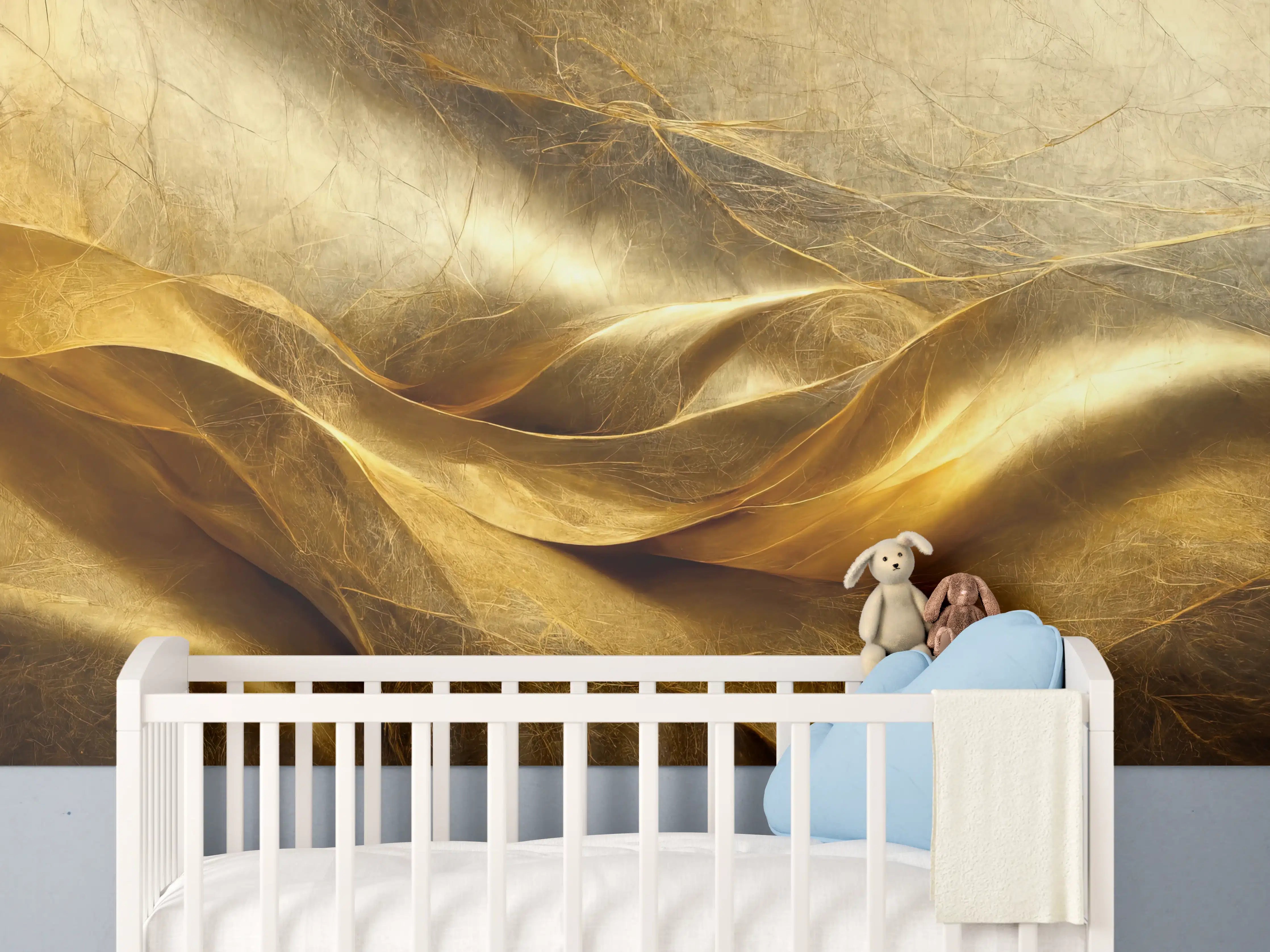 Babyzimmer Wandgestaltung - Goldene Seide mit Textur