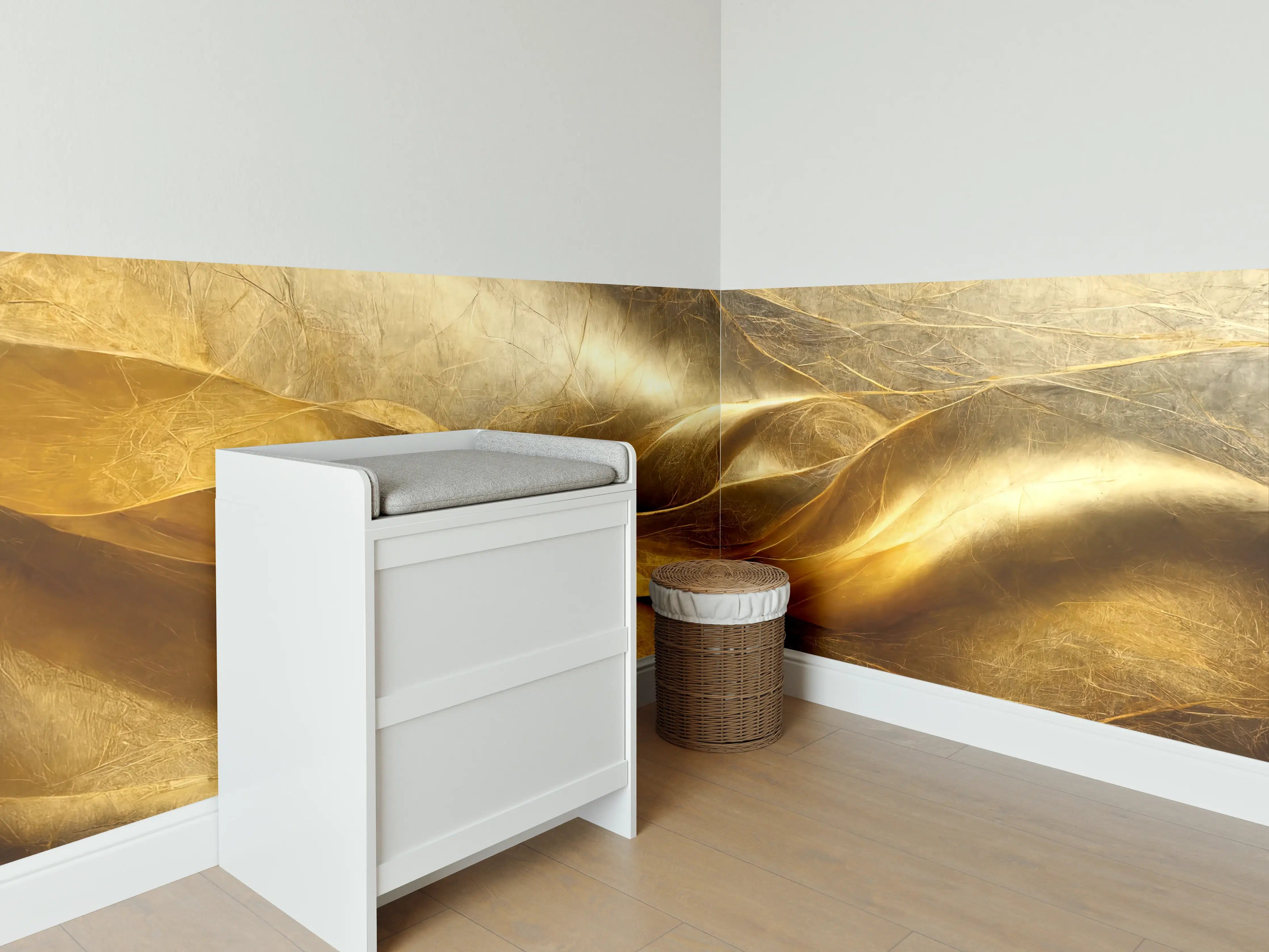 Babyzimmer Wandgestaltung - Goldene Seide mit Textur