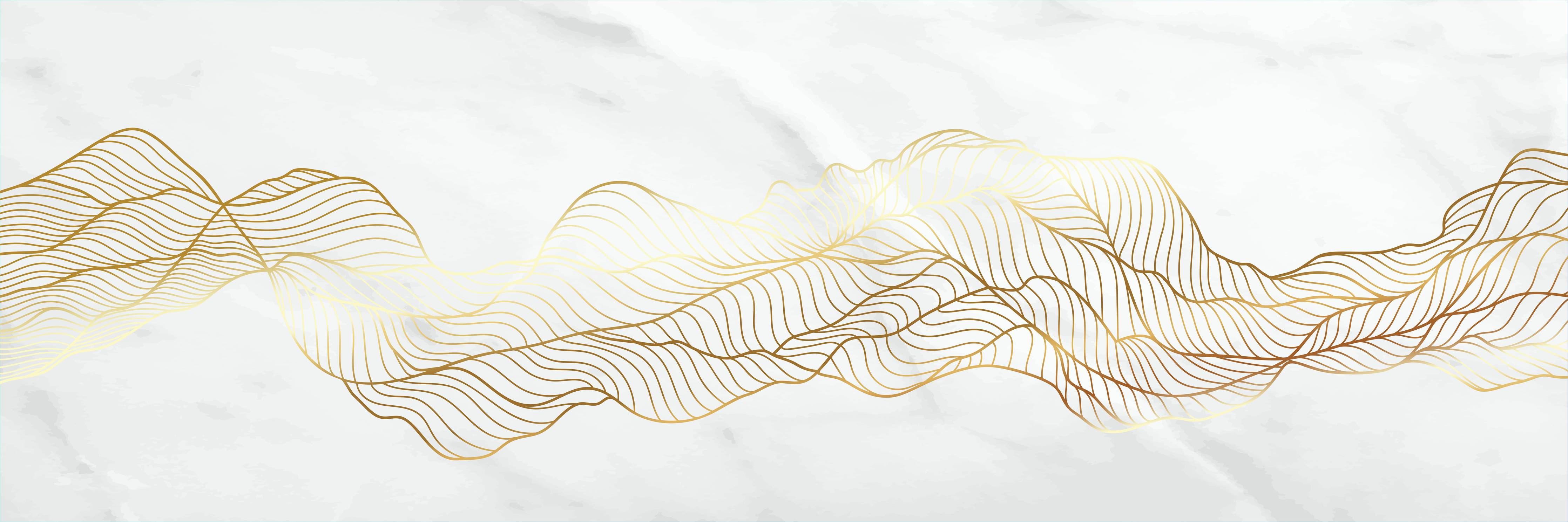 Babyzimmer Wandgestaltung-Goldene Wellenlinien auf Marmor