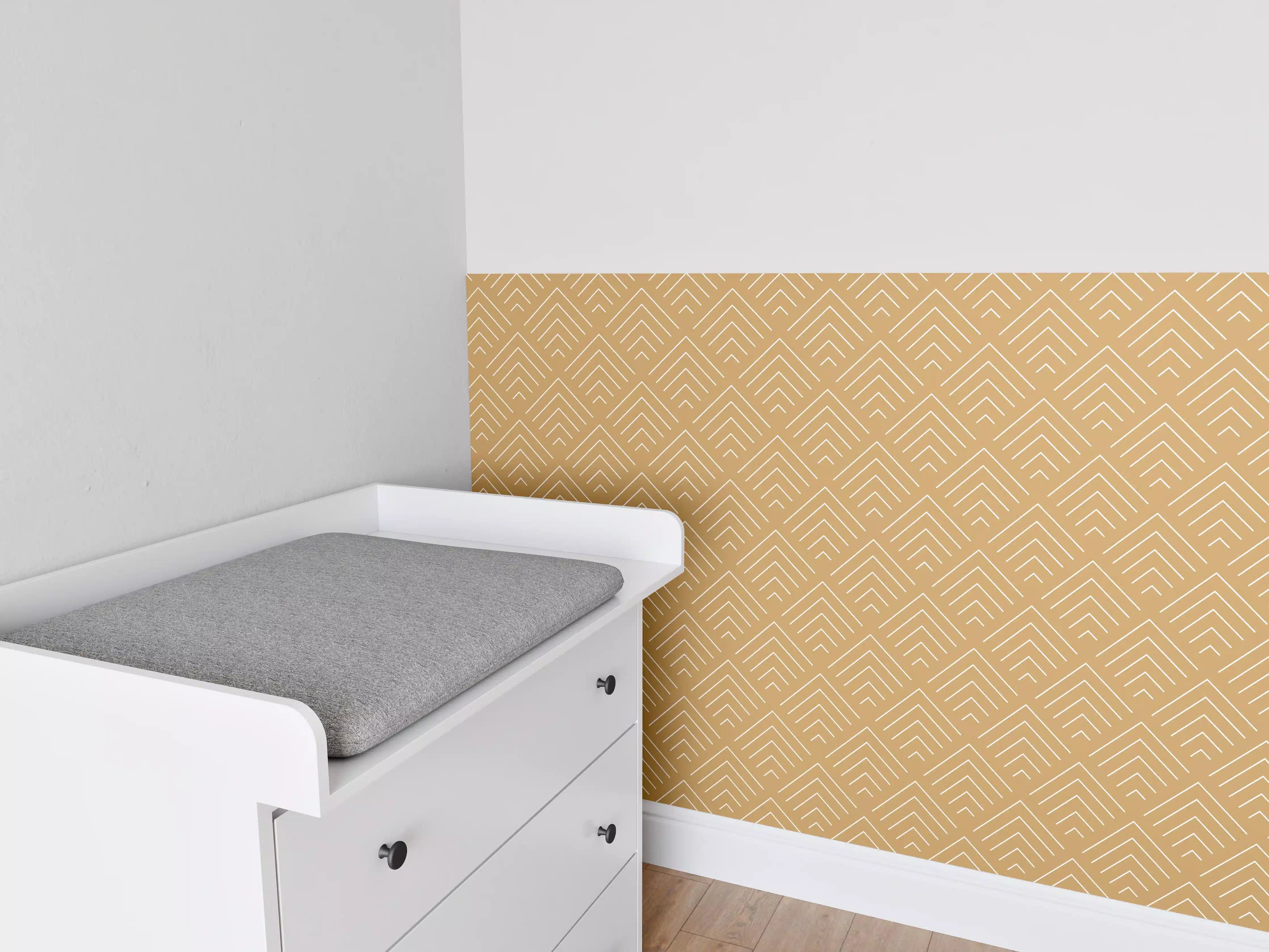 Babyzimmer Wandgestaltung - Goldene geometrische Musterwandgestaltung