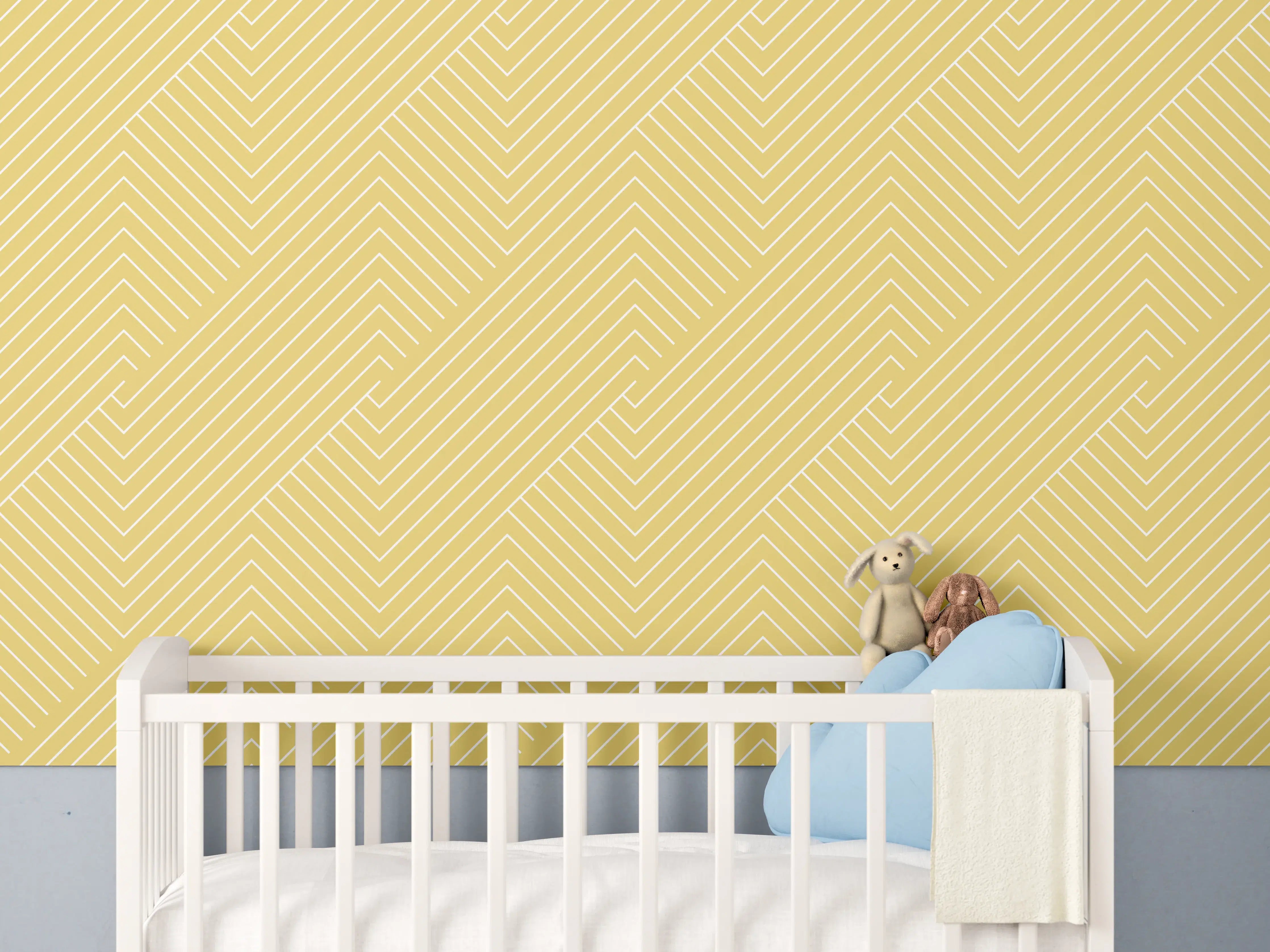 Babyzimmer Wandgestaltung - Goldene geometrische Wandgestaltung