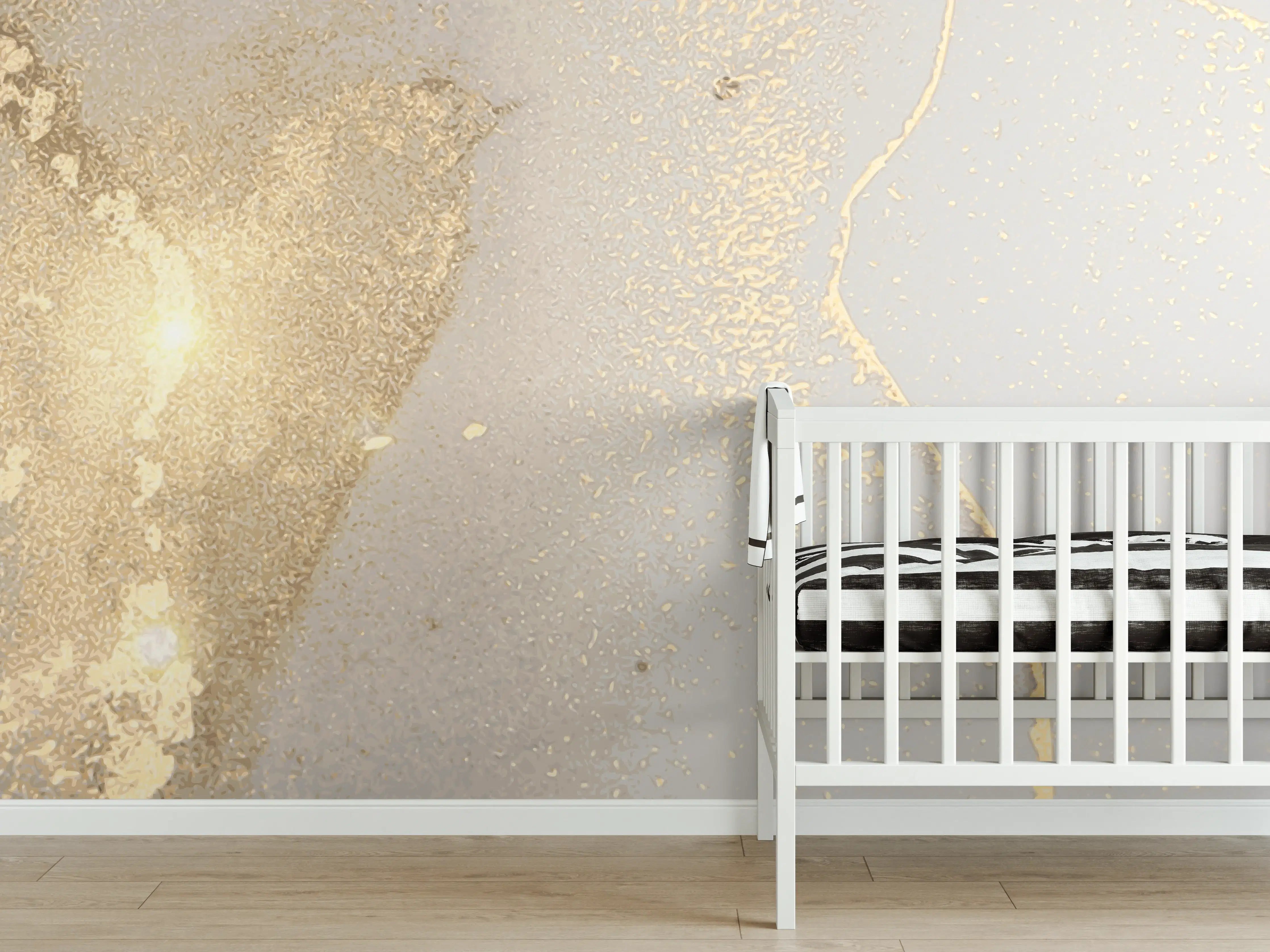 Babyzimmer Wandgestaltung - Goldener Glanz auf Cremeweiß