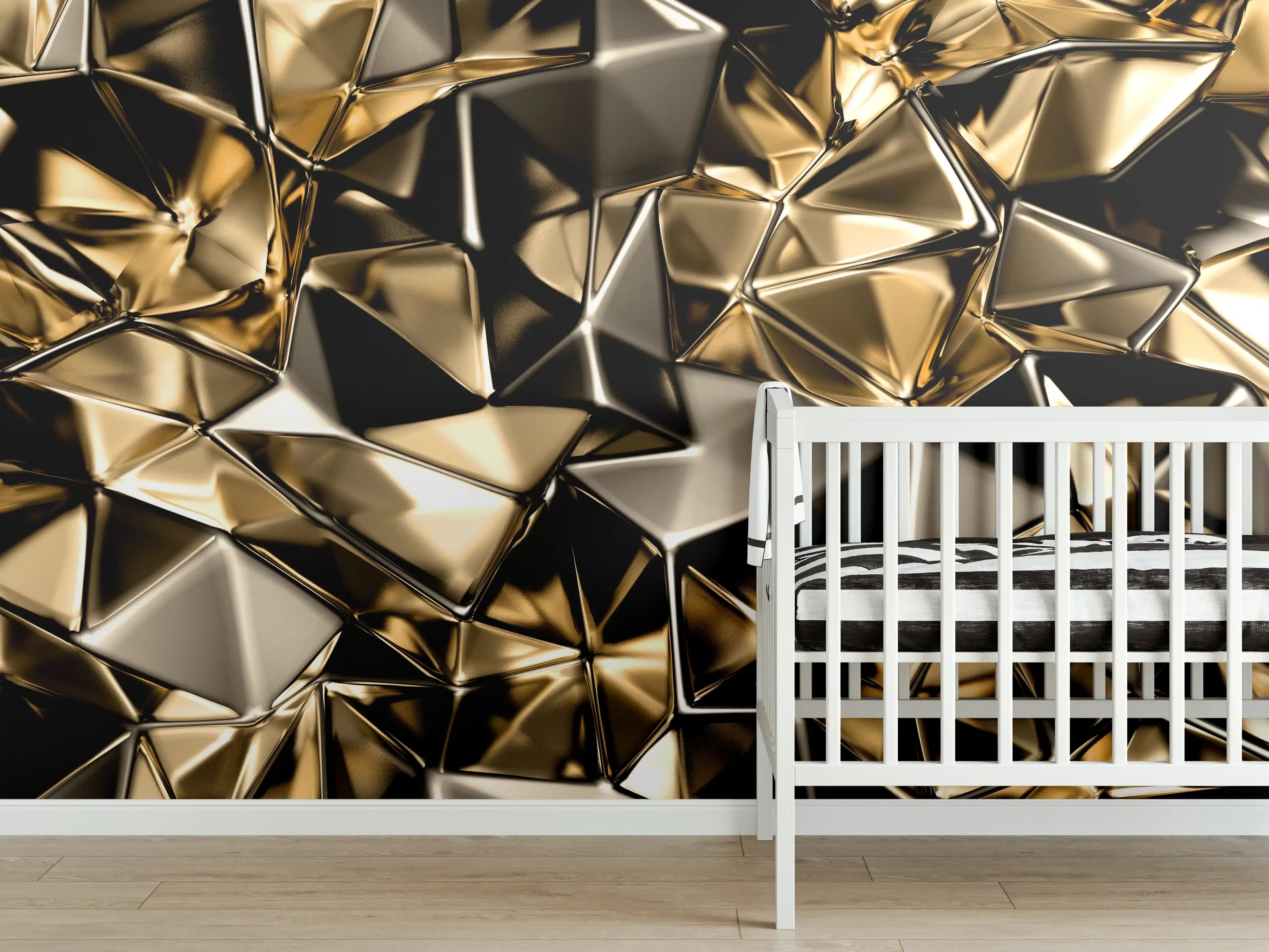 Babyzimmer Wandgestaltung - Goldenes Dreieck-Kristall-Design