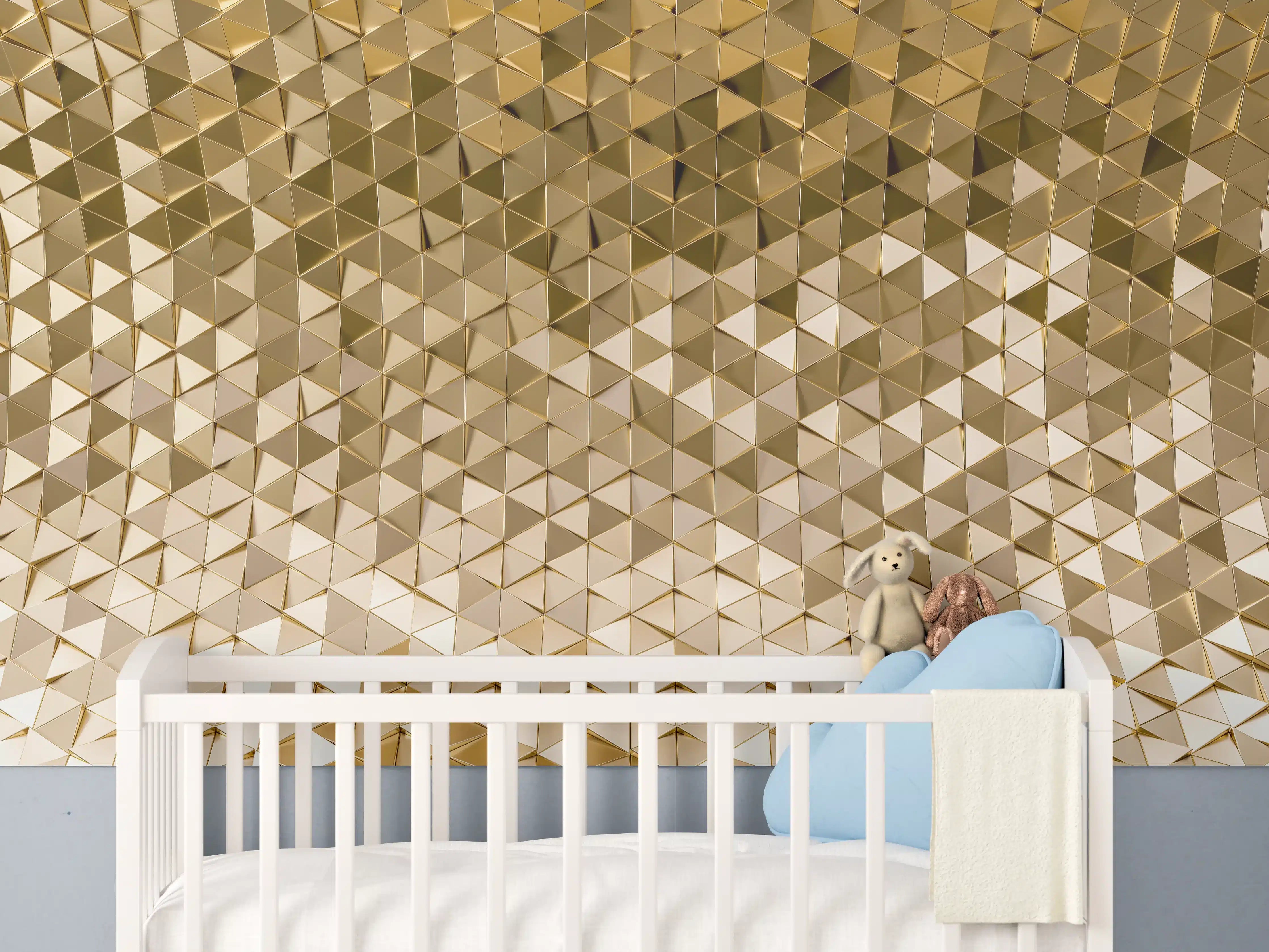 Babyzimmer Wandgestaltung - Goldenes Dreieck-Muster