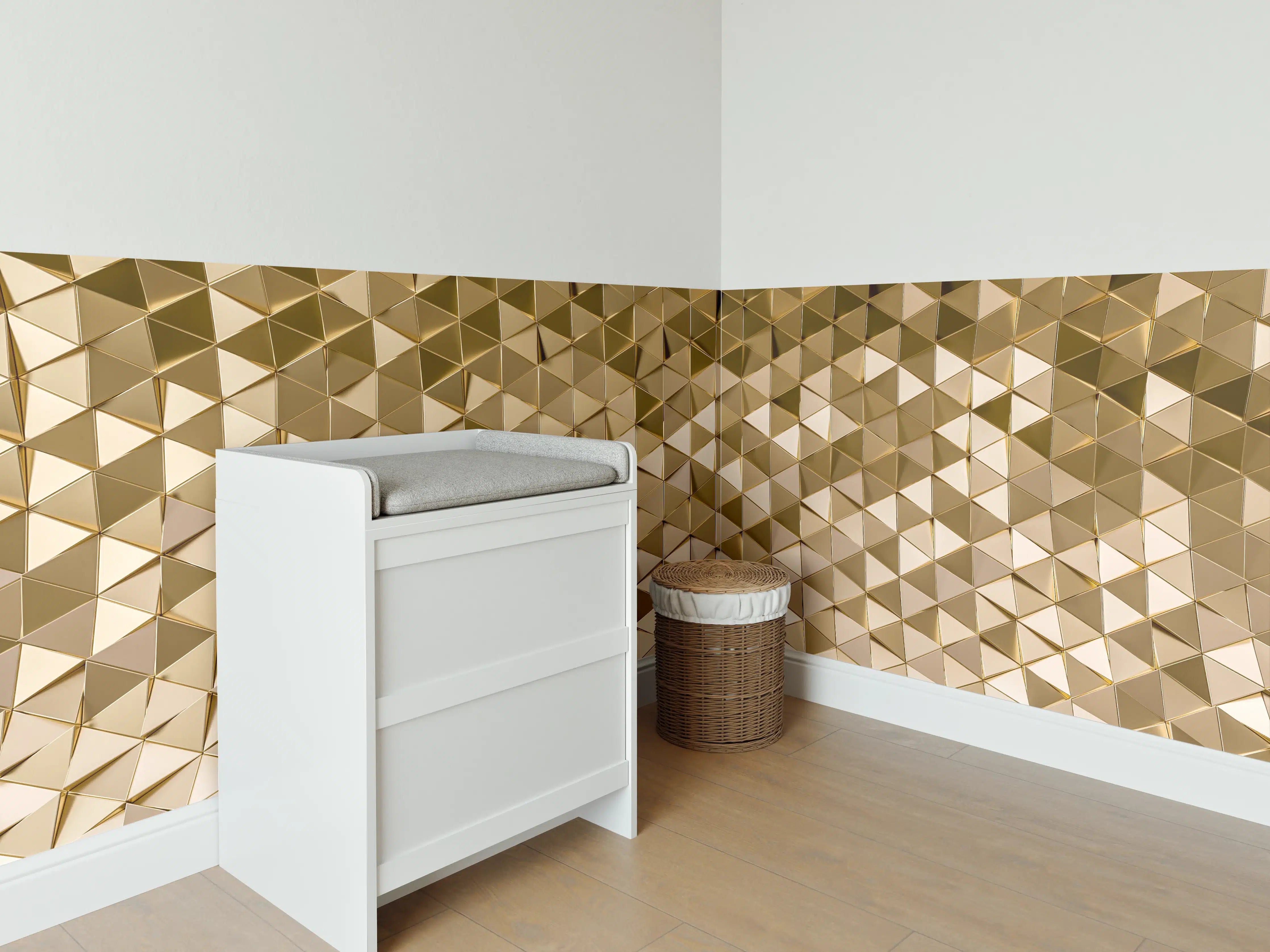 Babyzimmer Wandgestaltung - Goldenes Dreieck-Muster