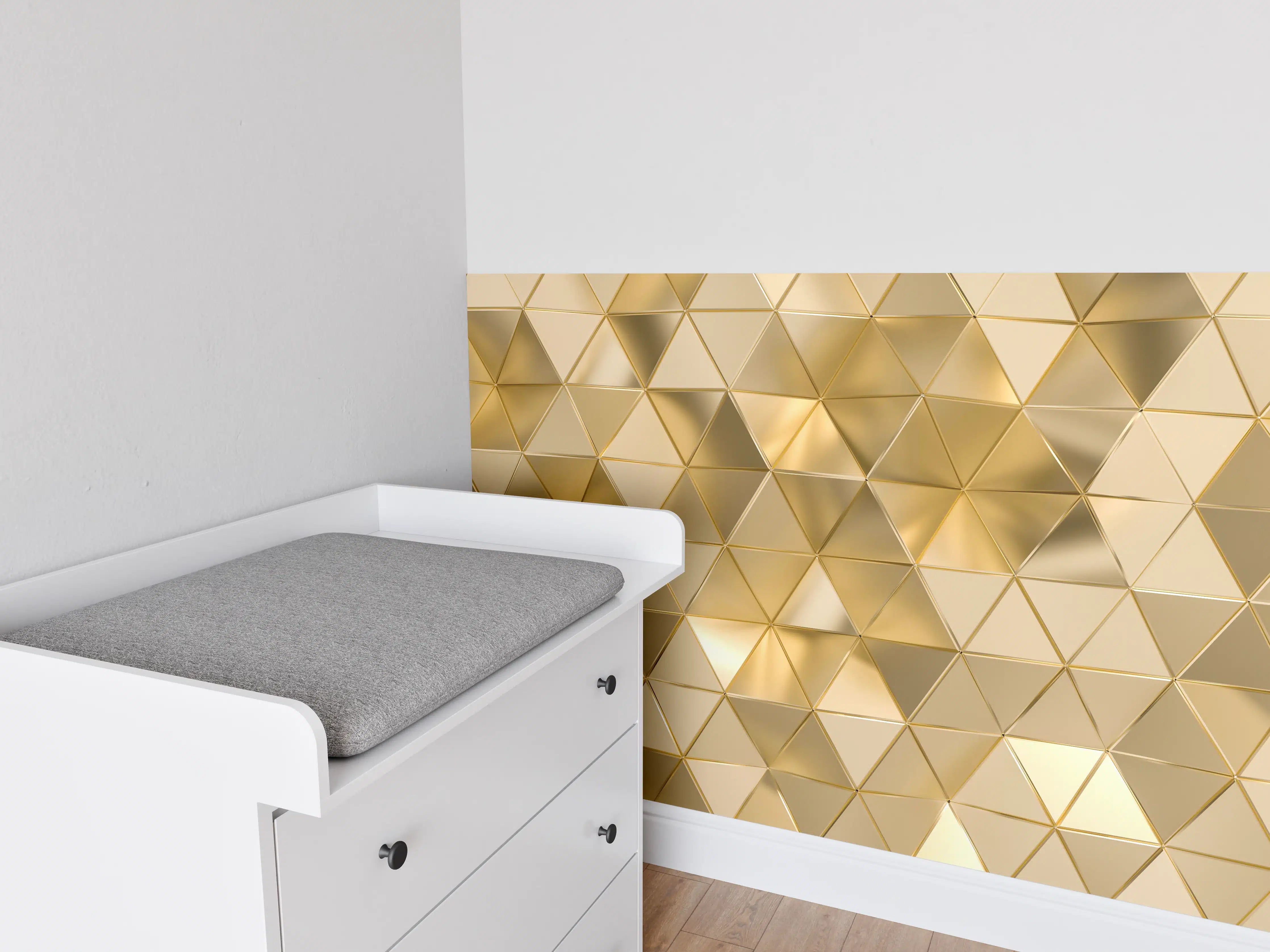 Babyzimmer Wandgestaltung - Goldenes Dreieck Polygon Muster