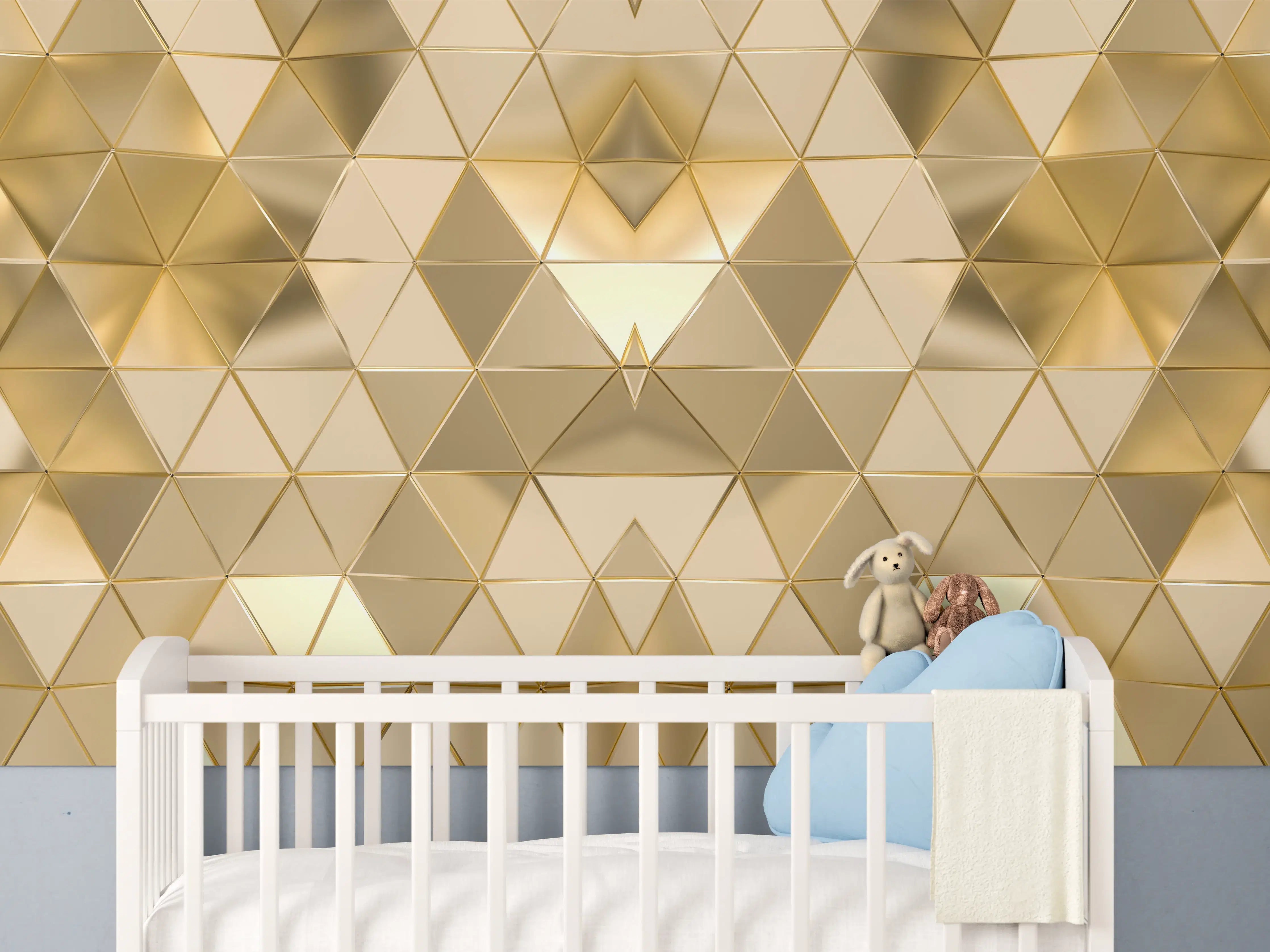 Babyzimmer Wandgestaltung - Goldenes Geometrie-Muster