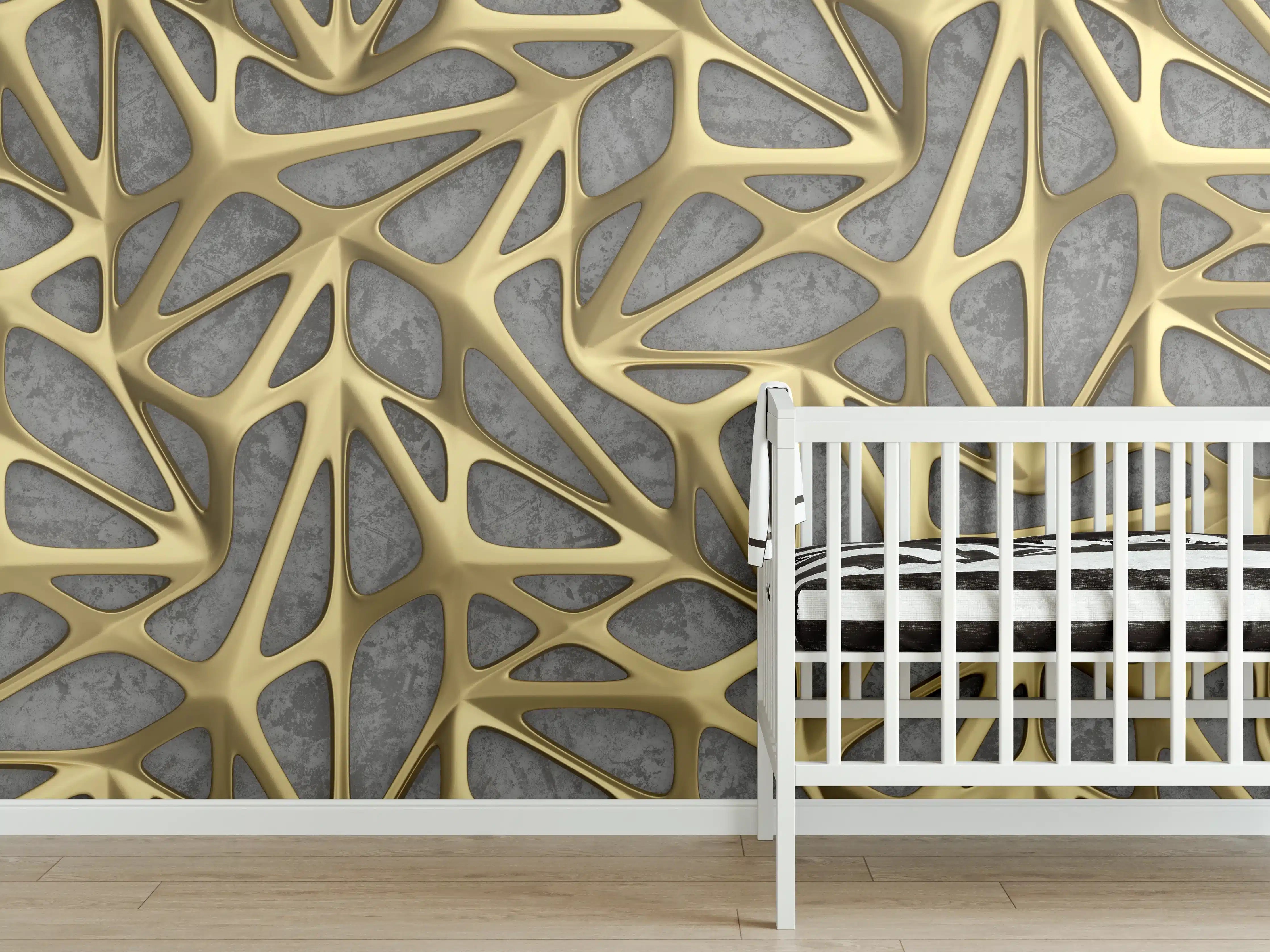 Babyzimmer Wandgestaltung - Goldenes Gitter Muster