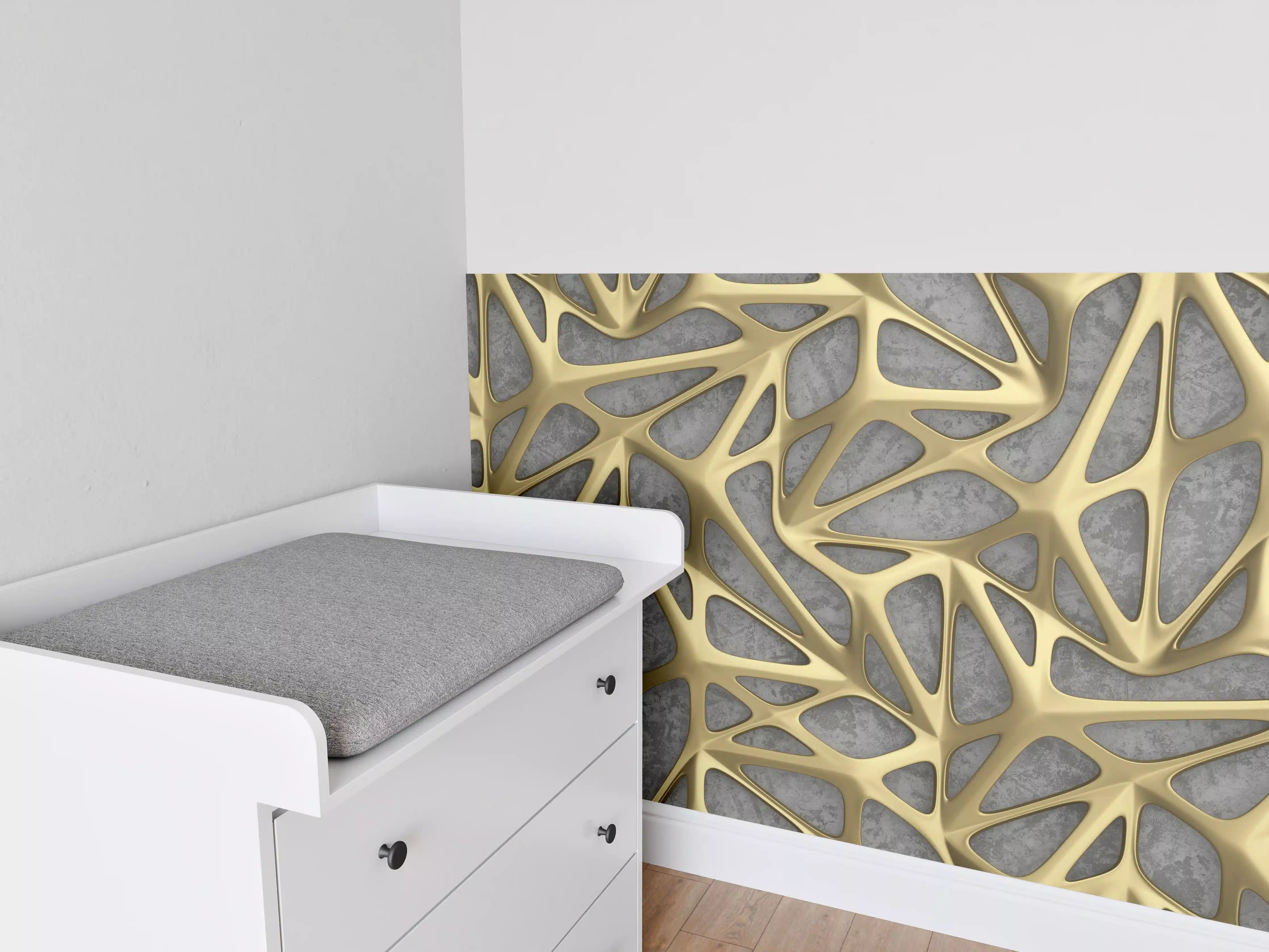 Babyzimmer Wandgestaltung - Goldenes Gitter Muster