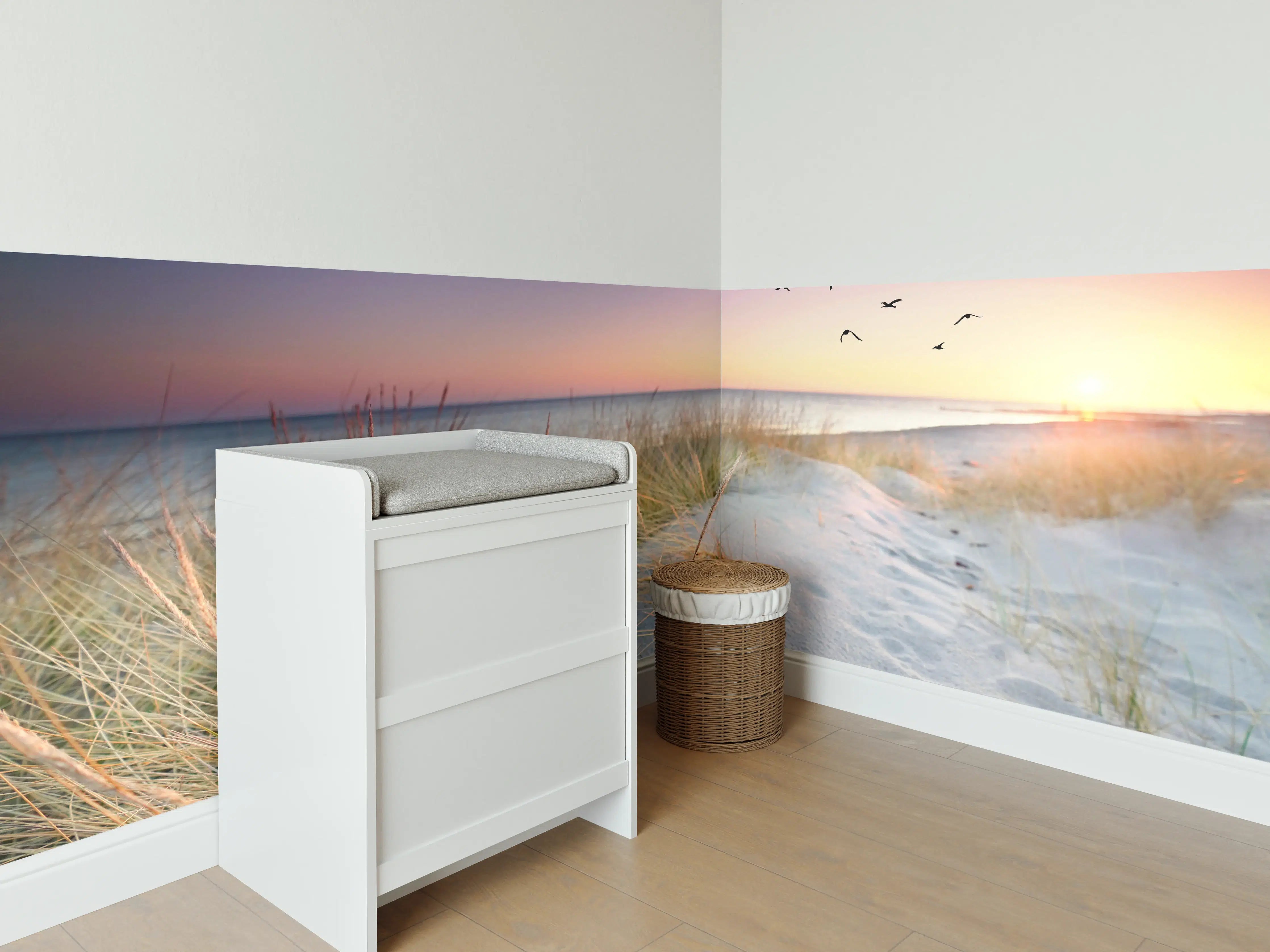 Babyzimmer Wandgestaltung - Goldenes Sonnenlicht an der Ostsee