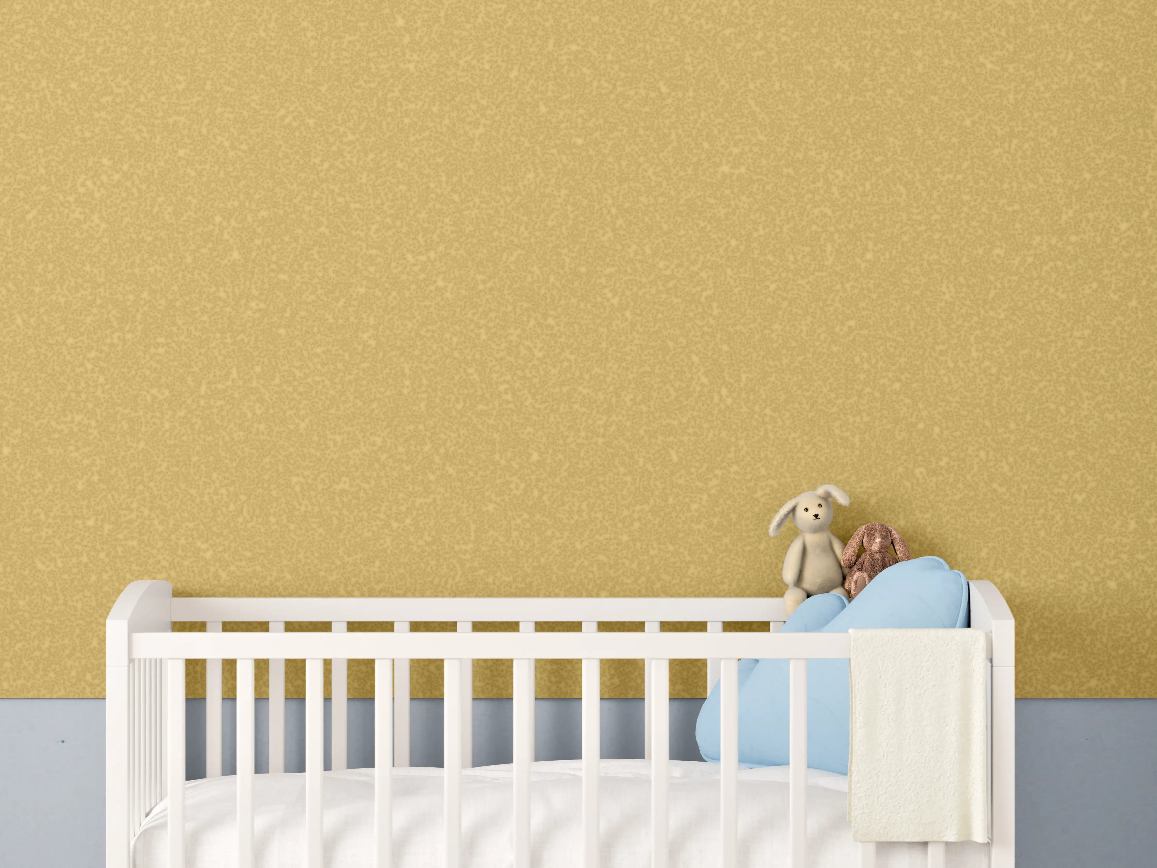 Babyzimmer Wandgestaltung - Goldenes Wandmuster - Narzissen Farbe