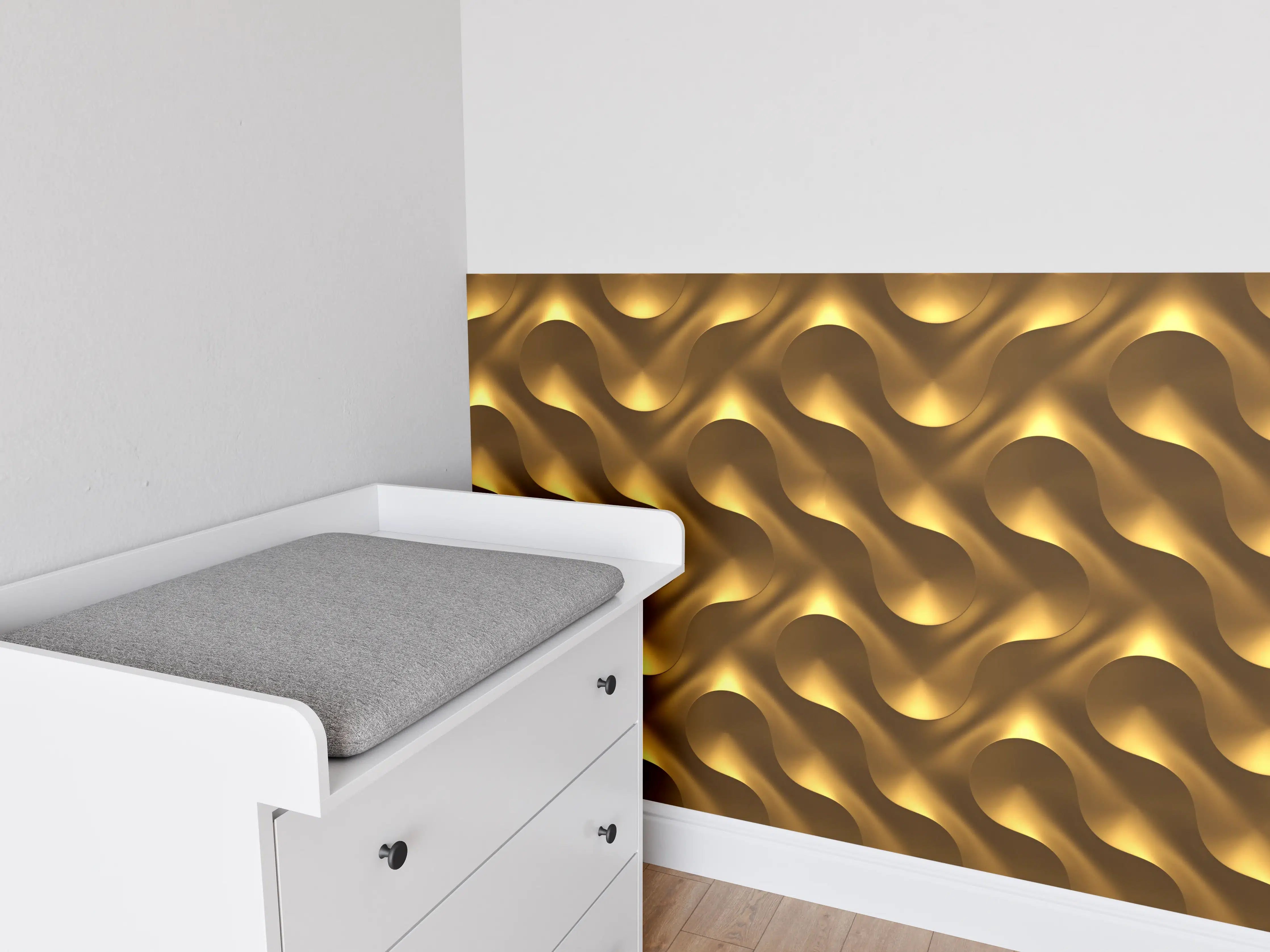 Babyzimmer Wandgestaltung - Goldenes Wellen Muster