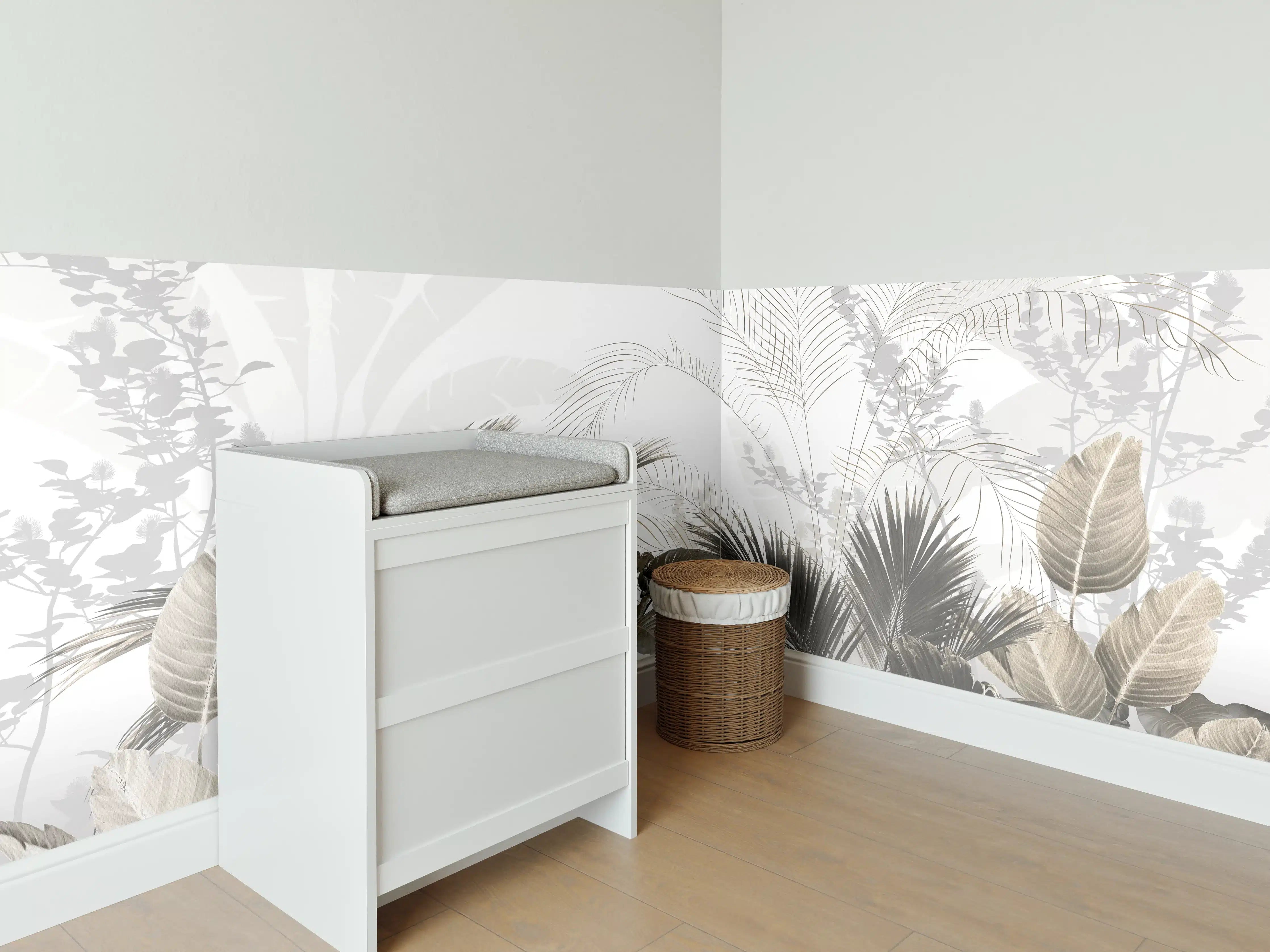 Babyzimmer Wandgestaltung - Gräulich - Florales Wandbild