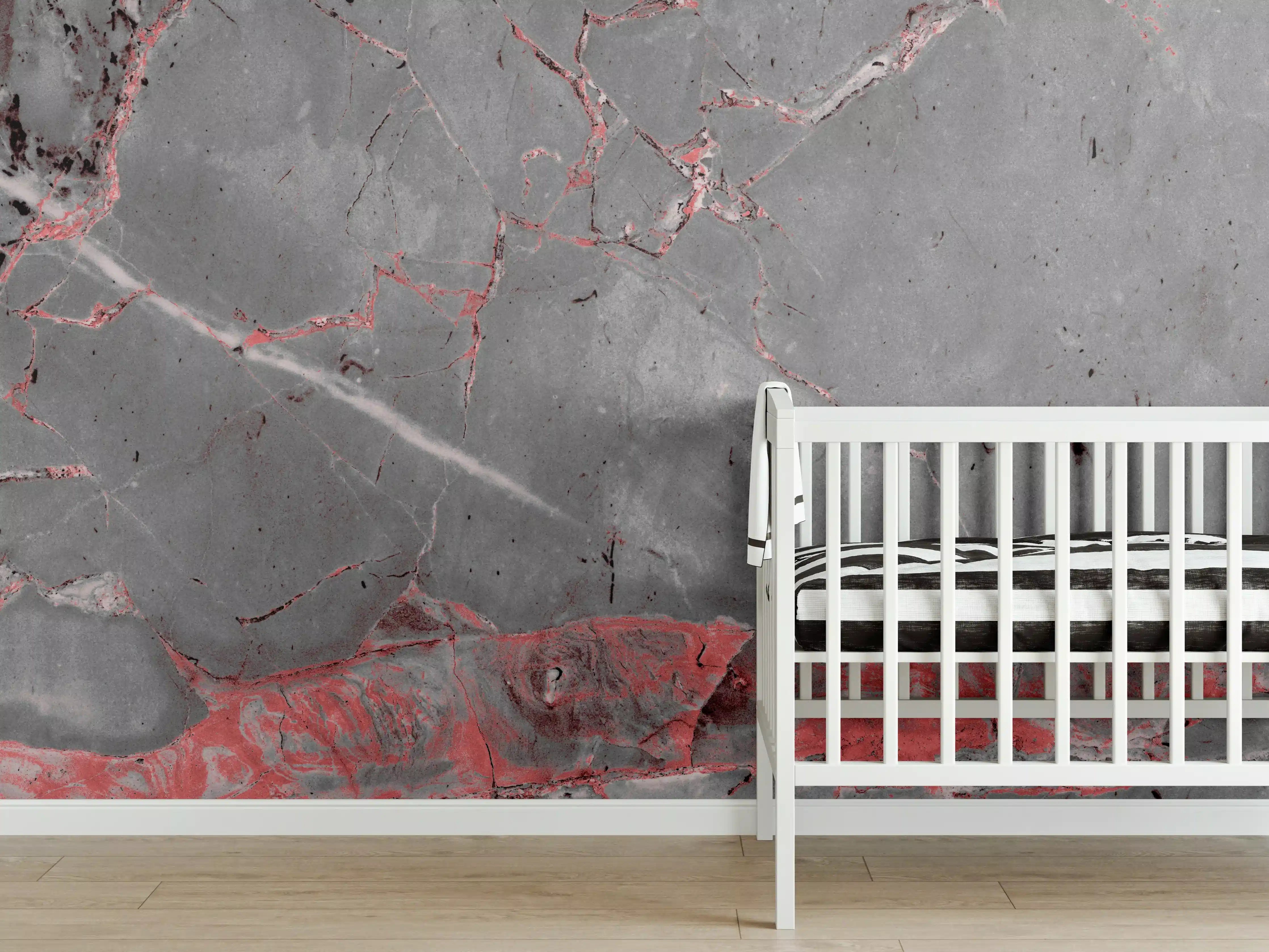 Babyzimmer Wandgestaltung - Gräulich-rote Marmor Textur