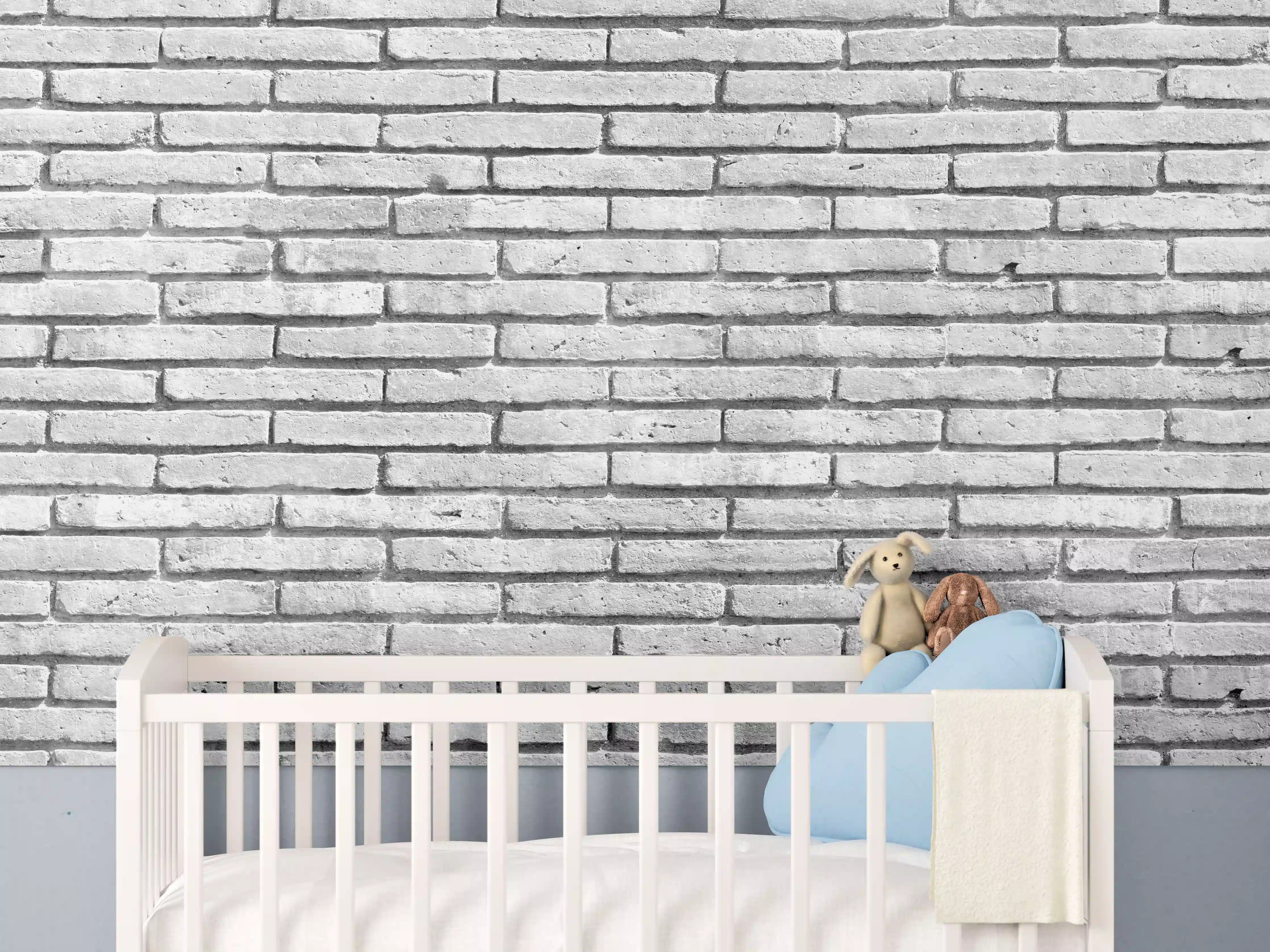 Babyzimmer Wandgestaltung - Gräuliche Grunge Steinmauer