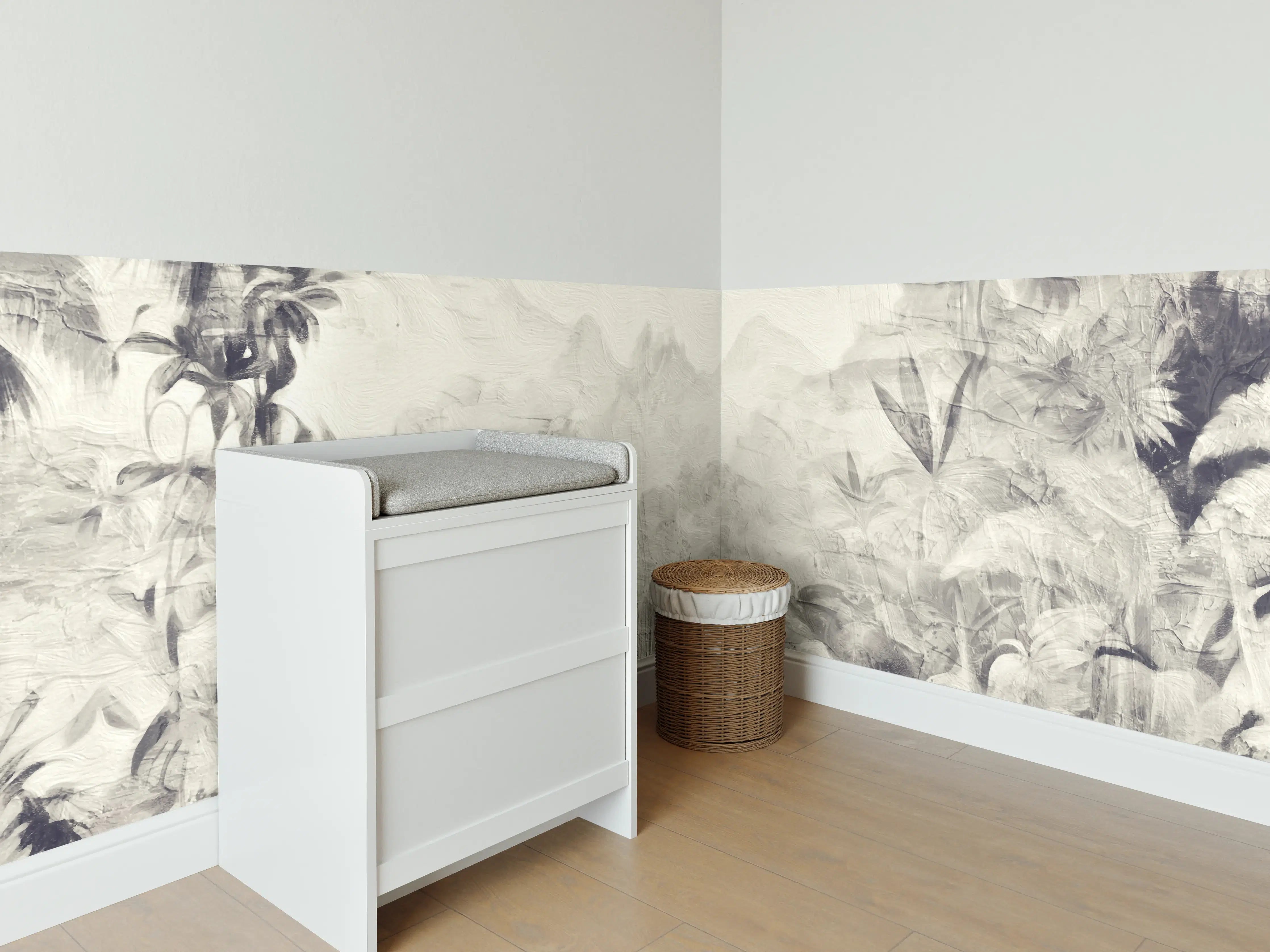 Babyzimmer Wandgestaltung - Gräuliche Landschaft - Floral