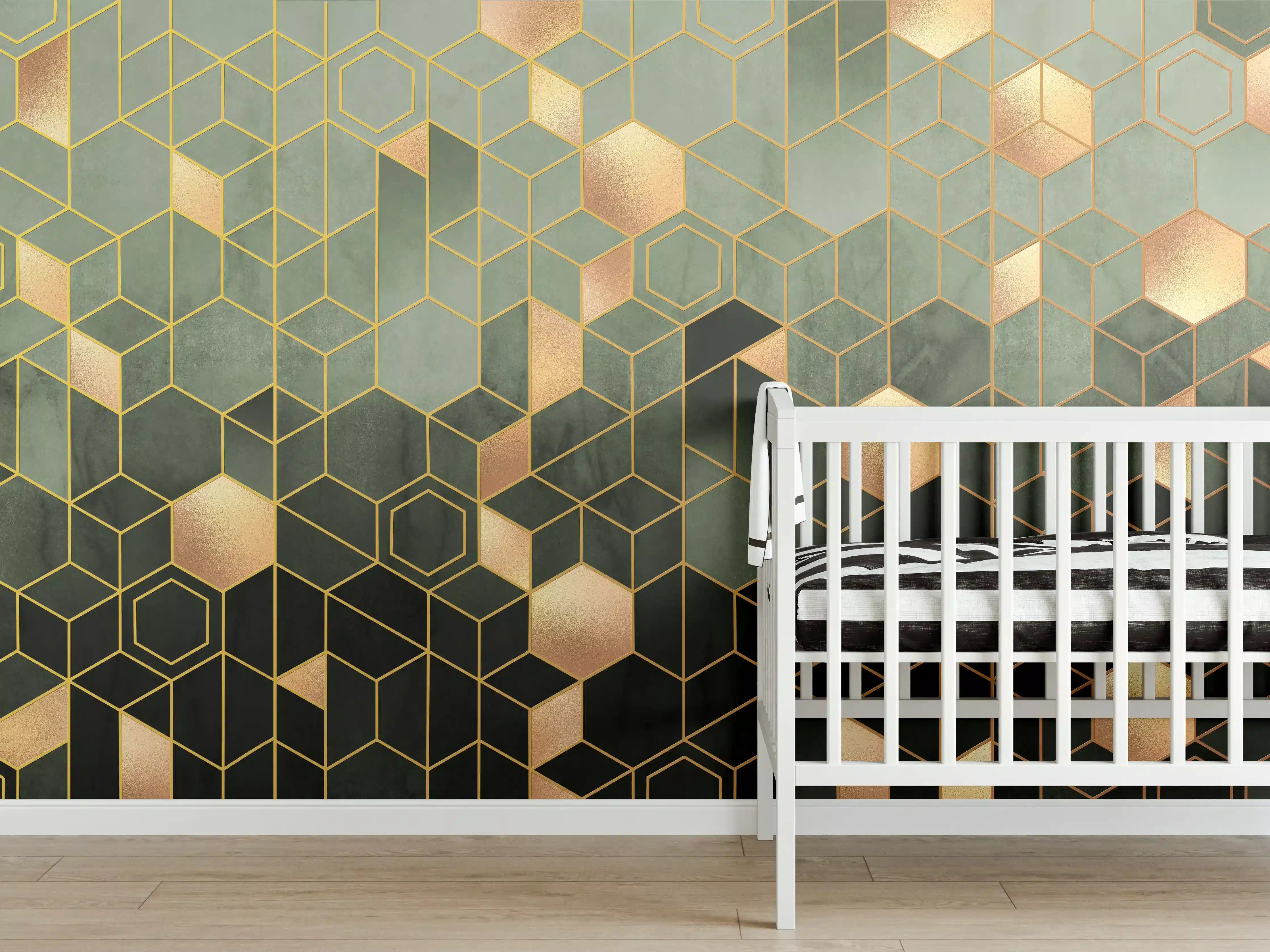 Babyzimmer Wandgestaltung - Gräuliche Sechseck Struktur