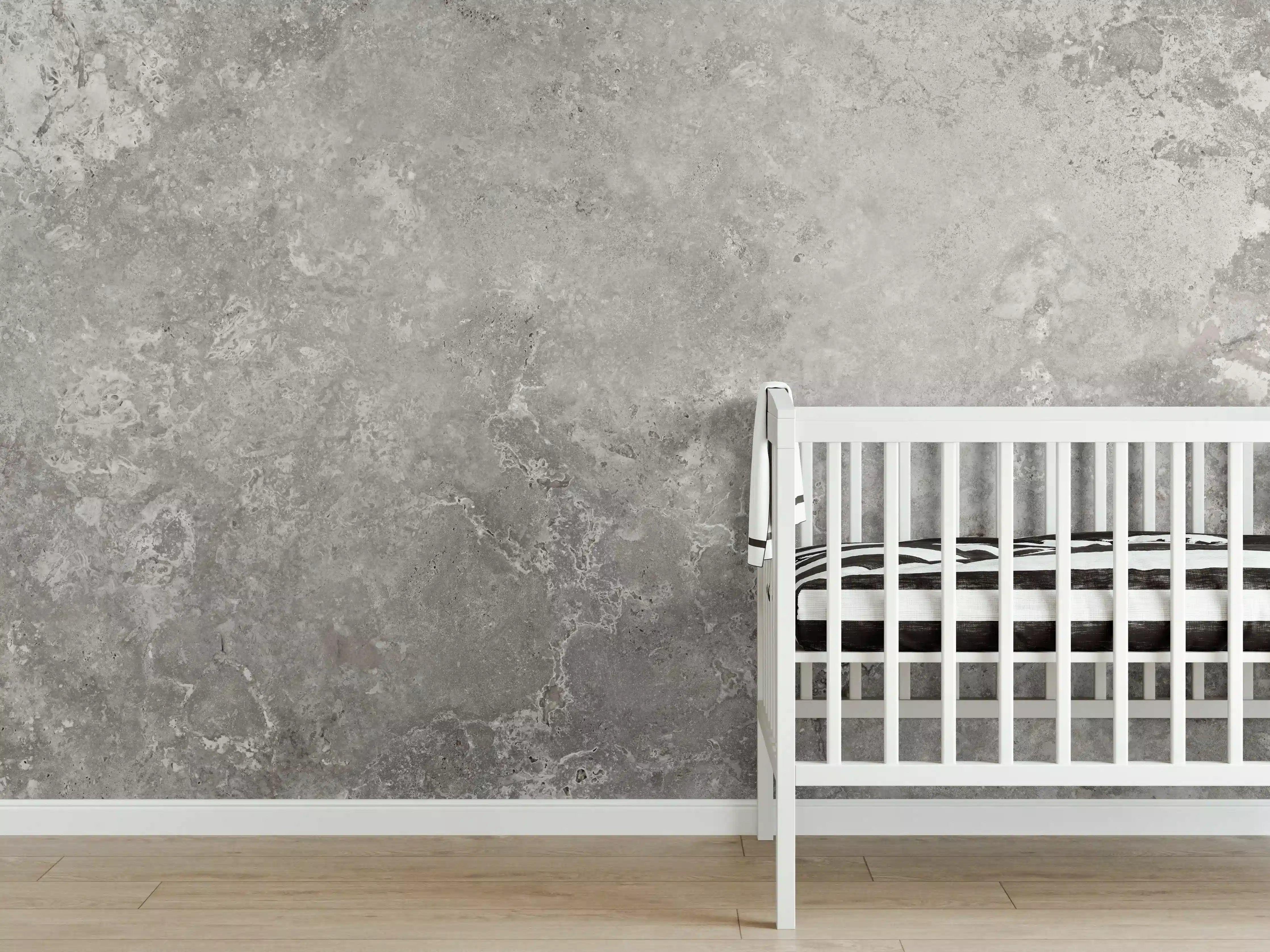Babyzimmer Wandgestaltung - Gräulicher Zement