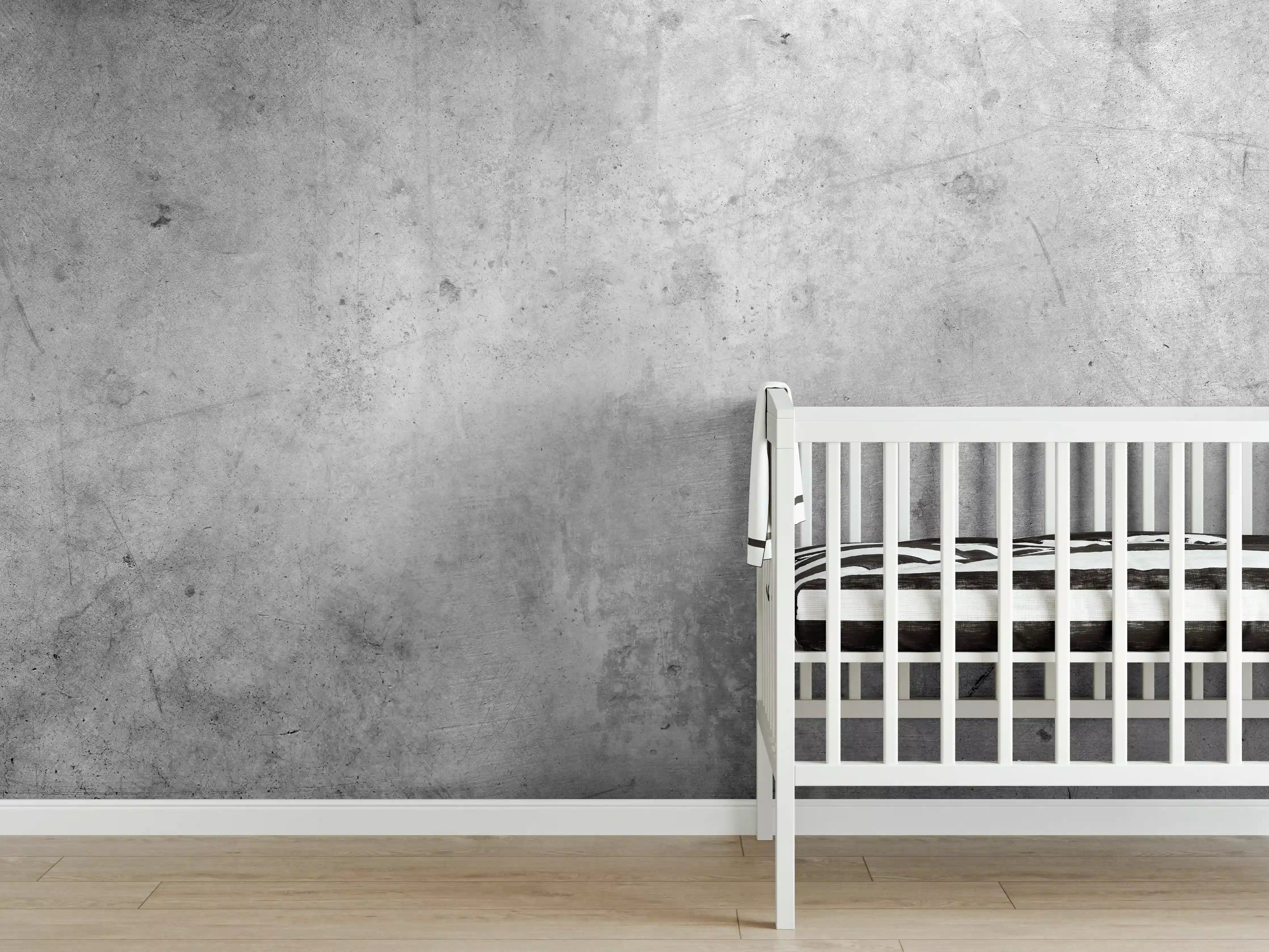 Babyzimmer Wandgestaltung - Gräulicher rauer Beton