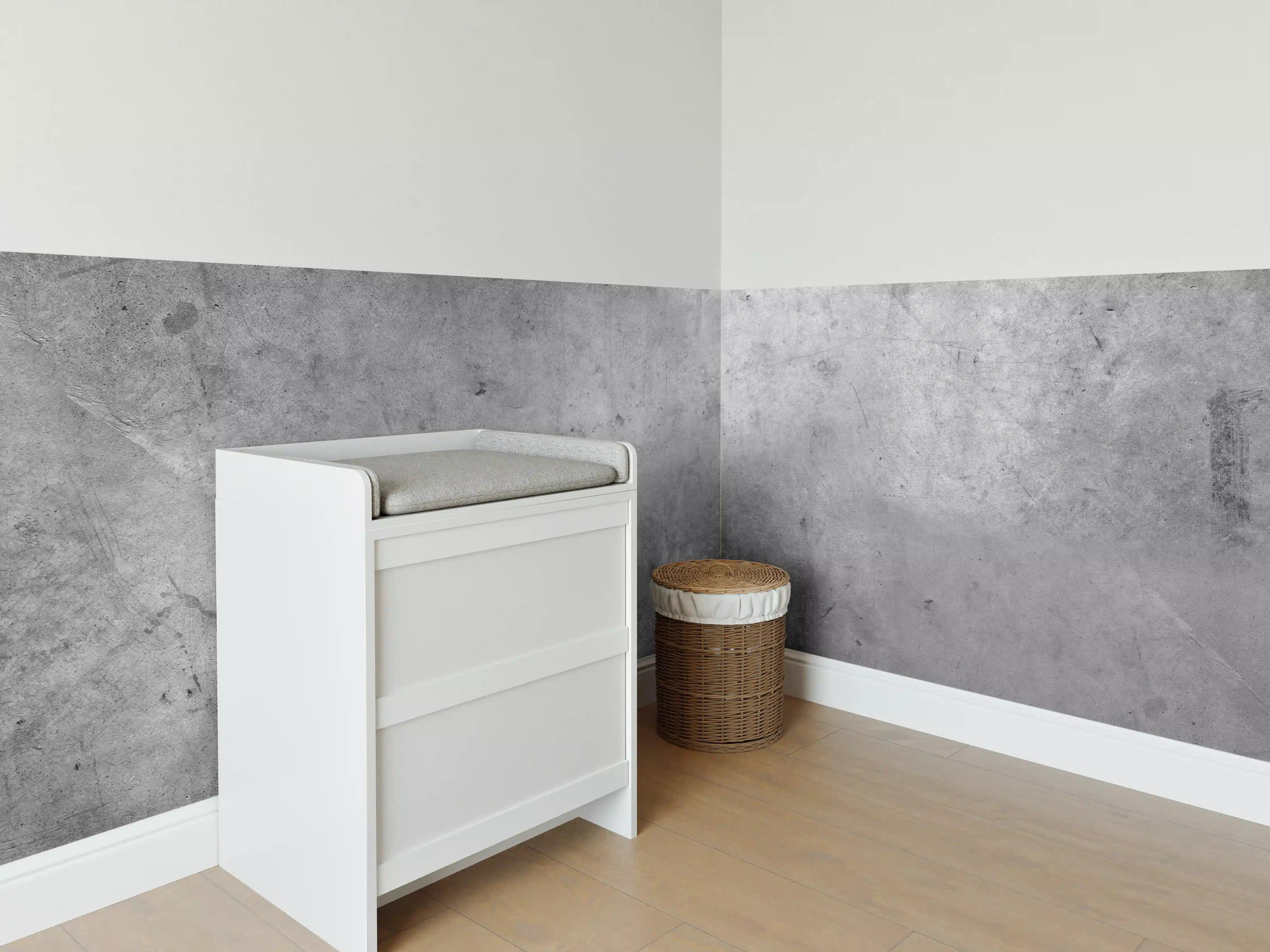 Babyzimmer Wandgestaltung - Gräulicher rauer Beton