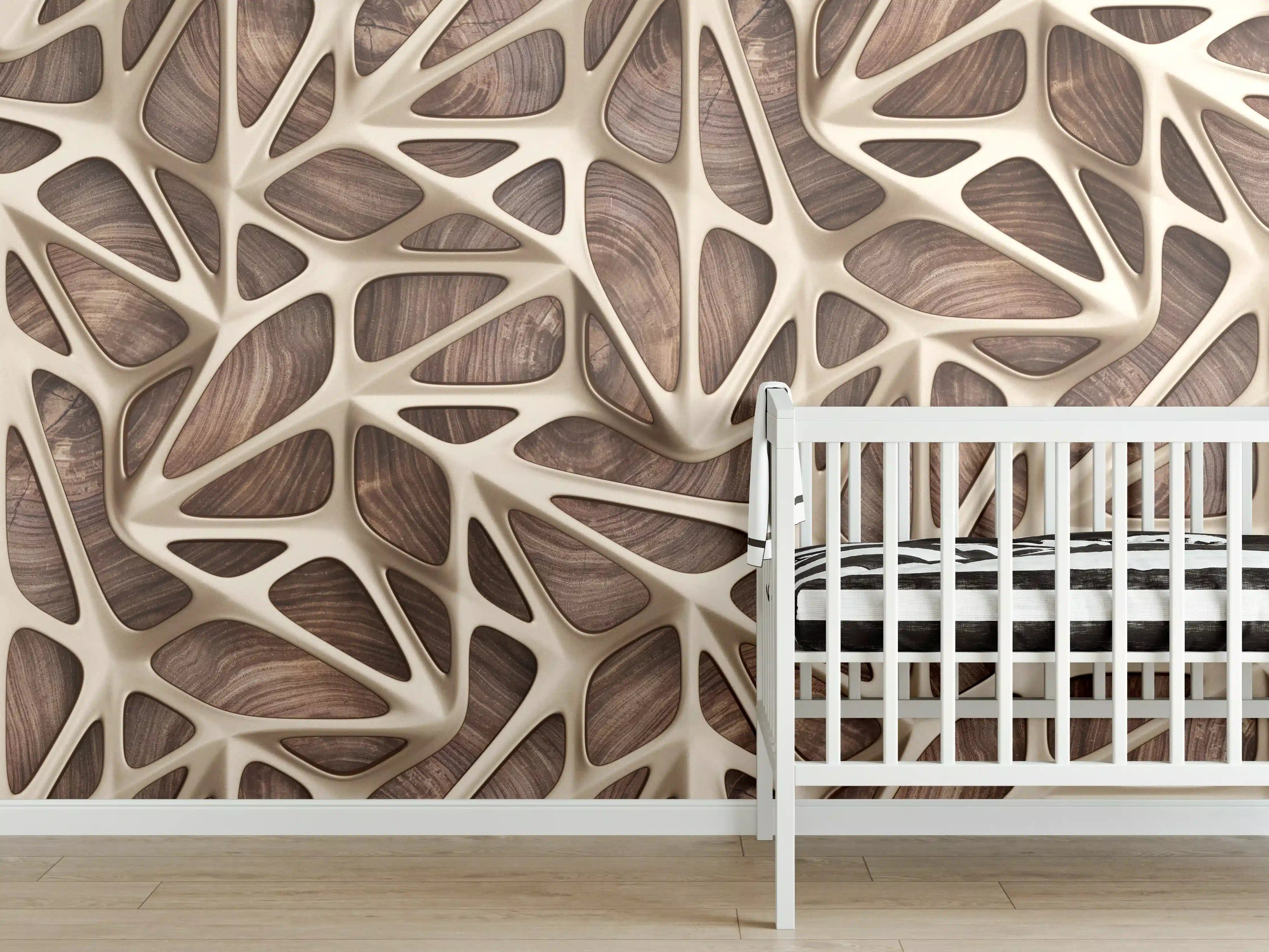 Babyzimmer Wandgestaltung - Gräuliches Gitter Muster