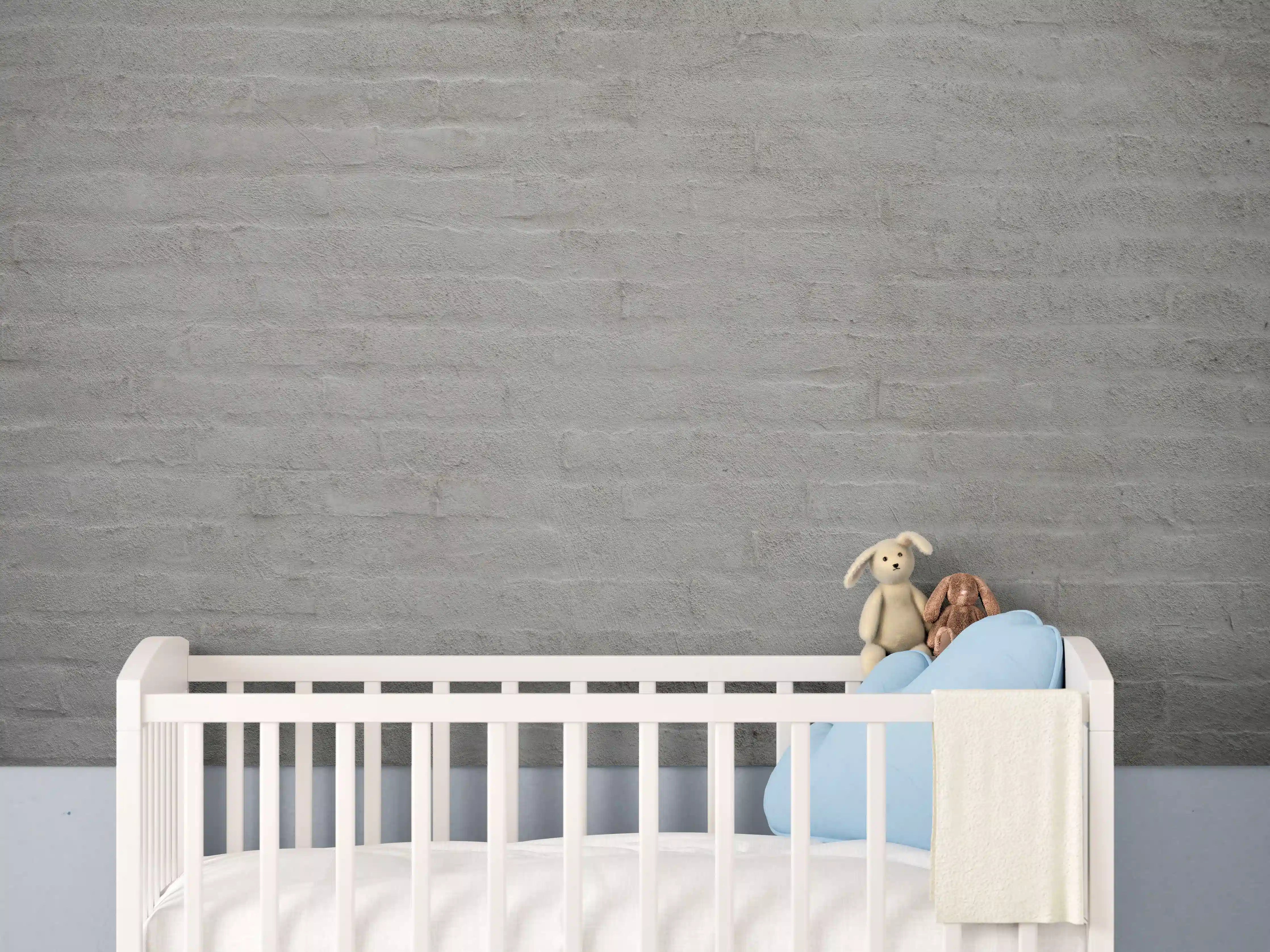 Babyzimmer Wandgestaltung - Gräuliches Mauerwerk
