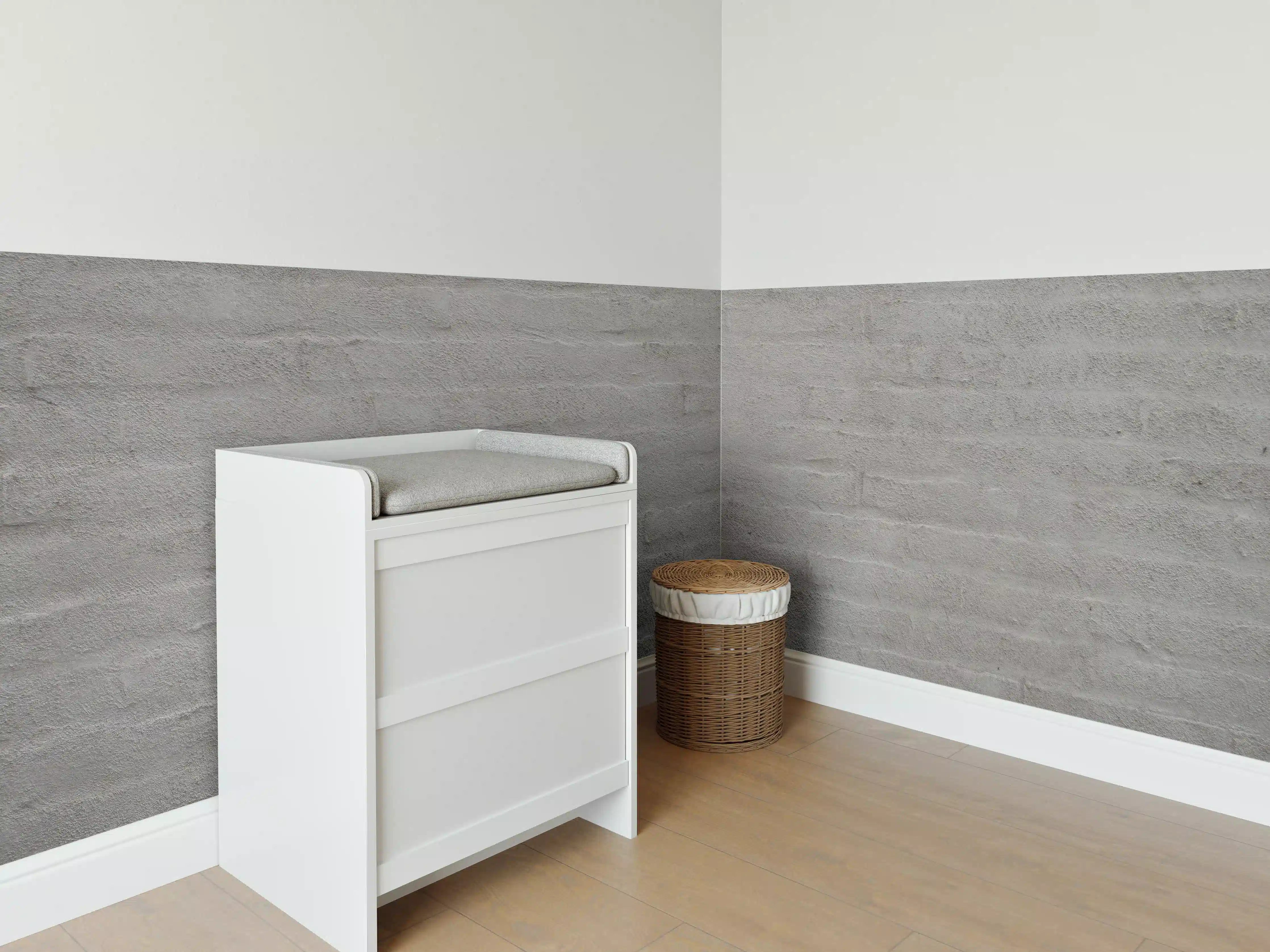 Babyzimmer Wandgestaltung - Gräuliches Mauerwerk